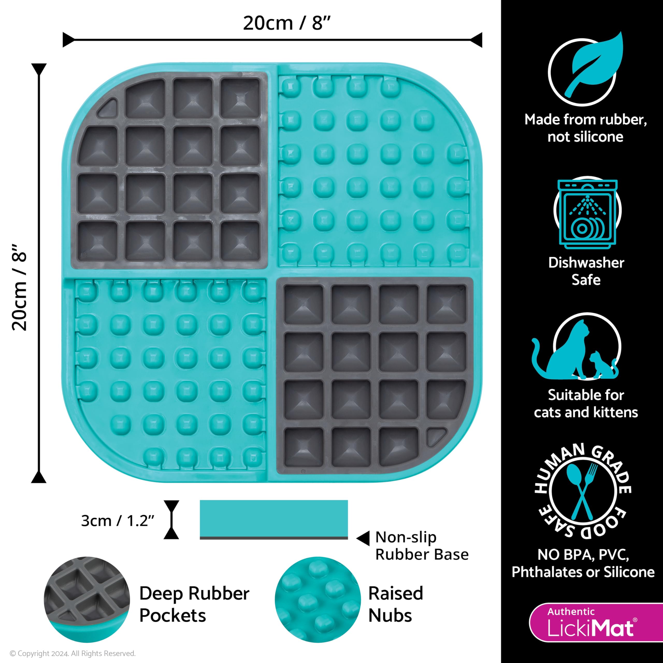 LickiMat Slomo, Cat Slow Feeder Lick Mat, Boredom Anxiety Reducer; Perfect for Food, Treats, Yogurt, or Peanut Butter. Fun Alter