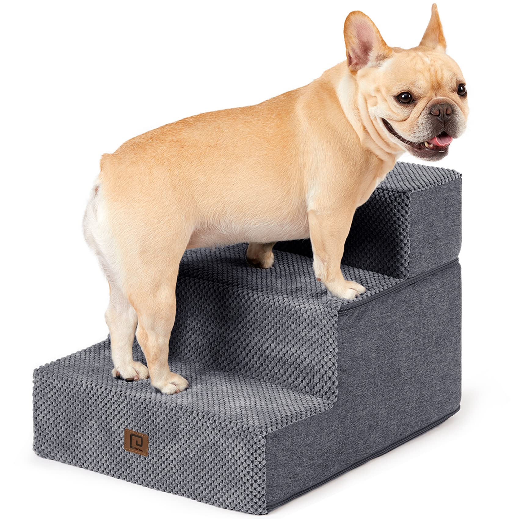 Eheyciga Dog Stairs Ramp For Small Dogs 13.5' H, 3-Step Dog Steps For Couch Sofa And Chair, Pet Steps For Small Cats, Non-Slip 