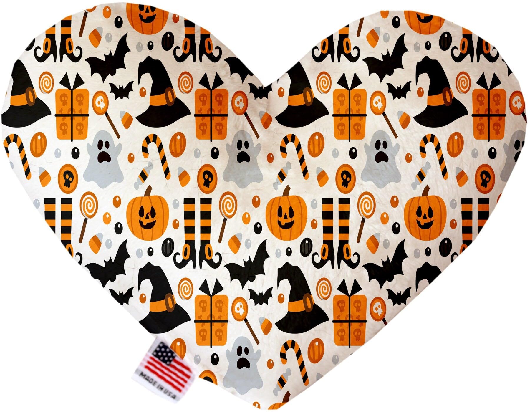 Halloween Pet & Dog Plush Heart or Bone Toy, "Trick-Or-Treat Group" (Available in different sizes, and 10 different patterns!) Classic Halloween 6" Plush Heart