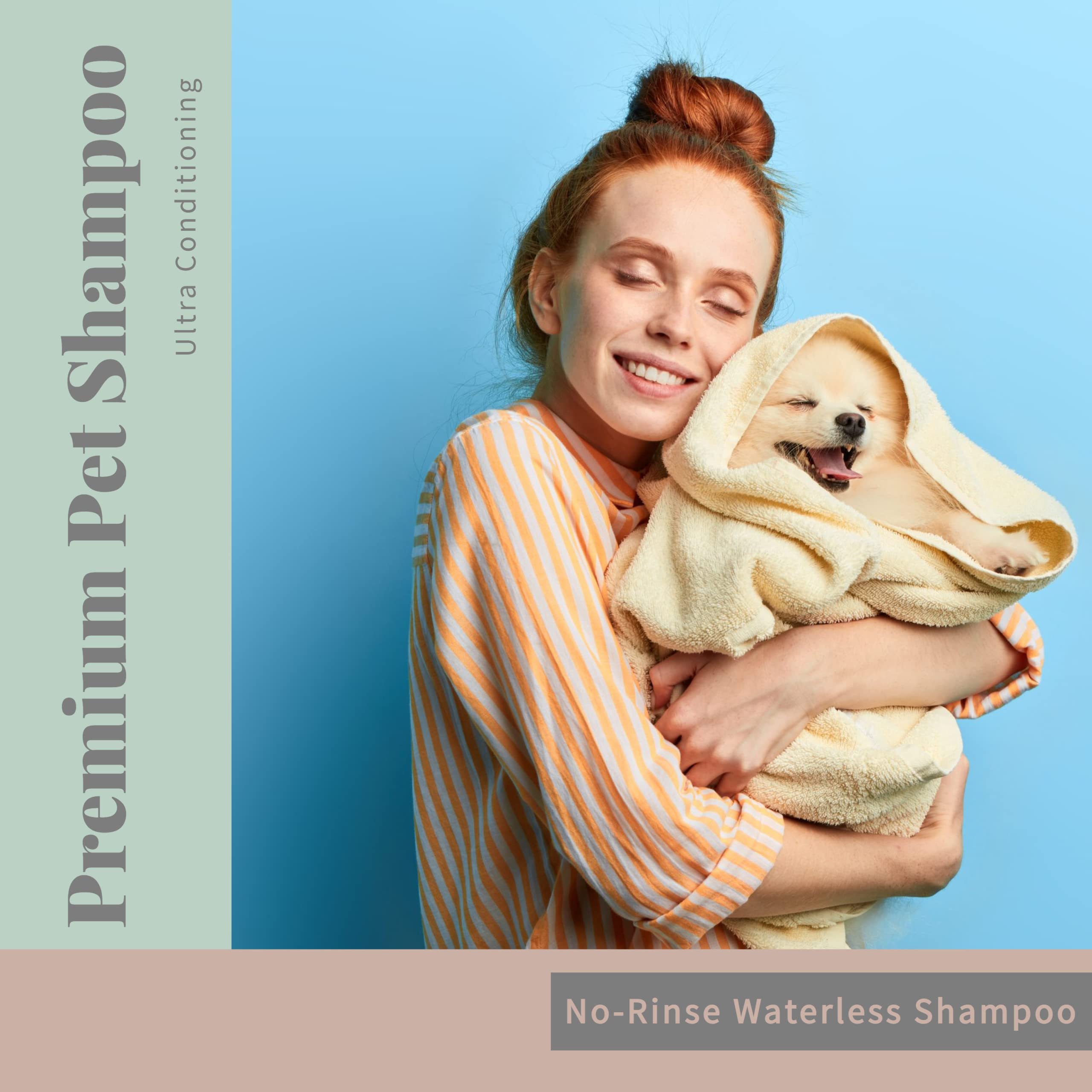 Begleys No Rinse Waterless Pet Shampoo, Bathless Cleaning, Deodorizing, And Odor Removal For A Shiny, Fresh Smelling Coat - Effe