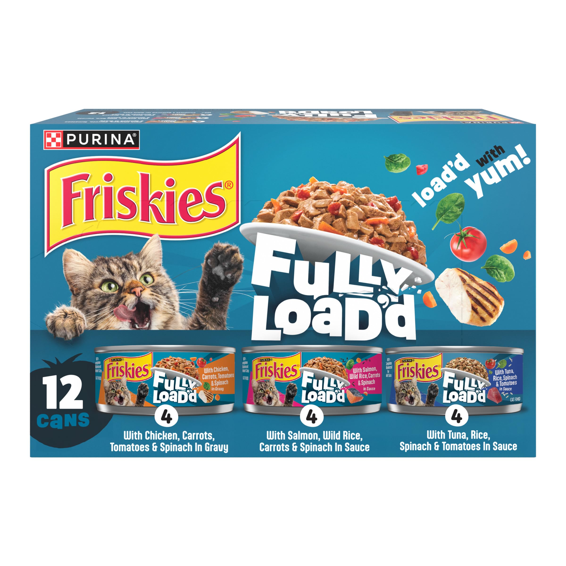 Purina Friskies Fully Loadd Wet Cat Food Variety Pack with Chicken, Salmon, or Tuna in Wet Cat Food Gravy - 5.5 Ounce (Pack of 1