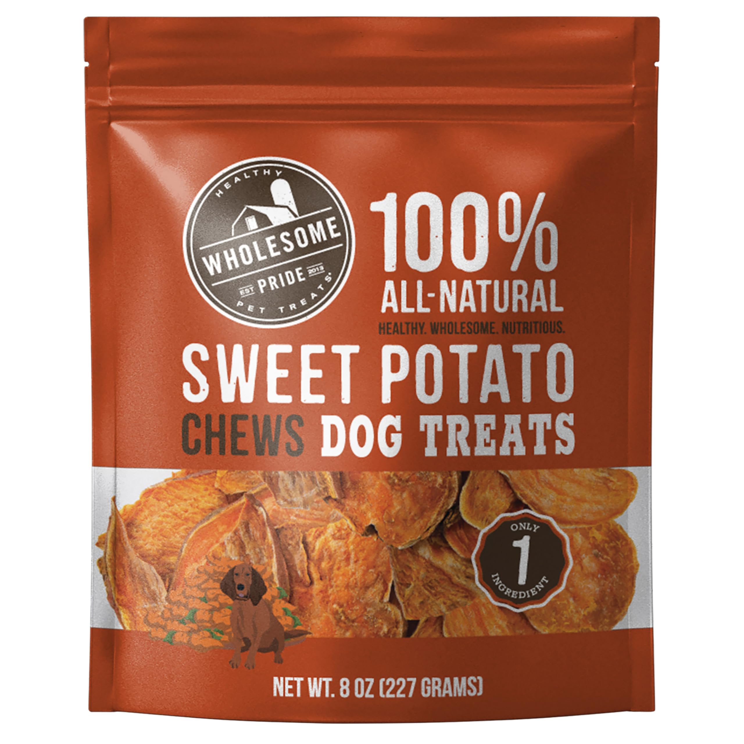 Wholesome Pride Sweet Potato Chews 100% All-Natural Single Ingredient Dog Treats, 8 oz