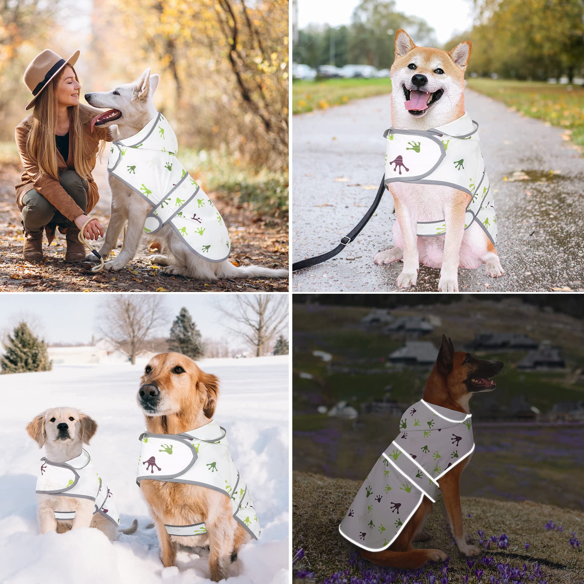 Dogs Raincoats For Large Dog, Waterproof Dogs Raincoat, Reflective Dog Poncho Rain Jacket Coat For Large Pets