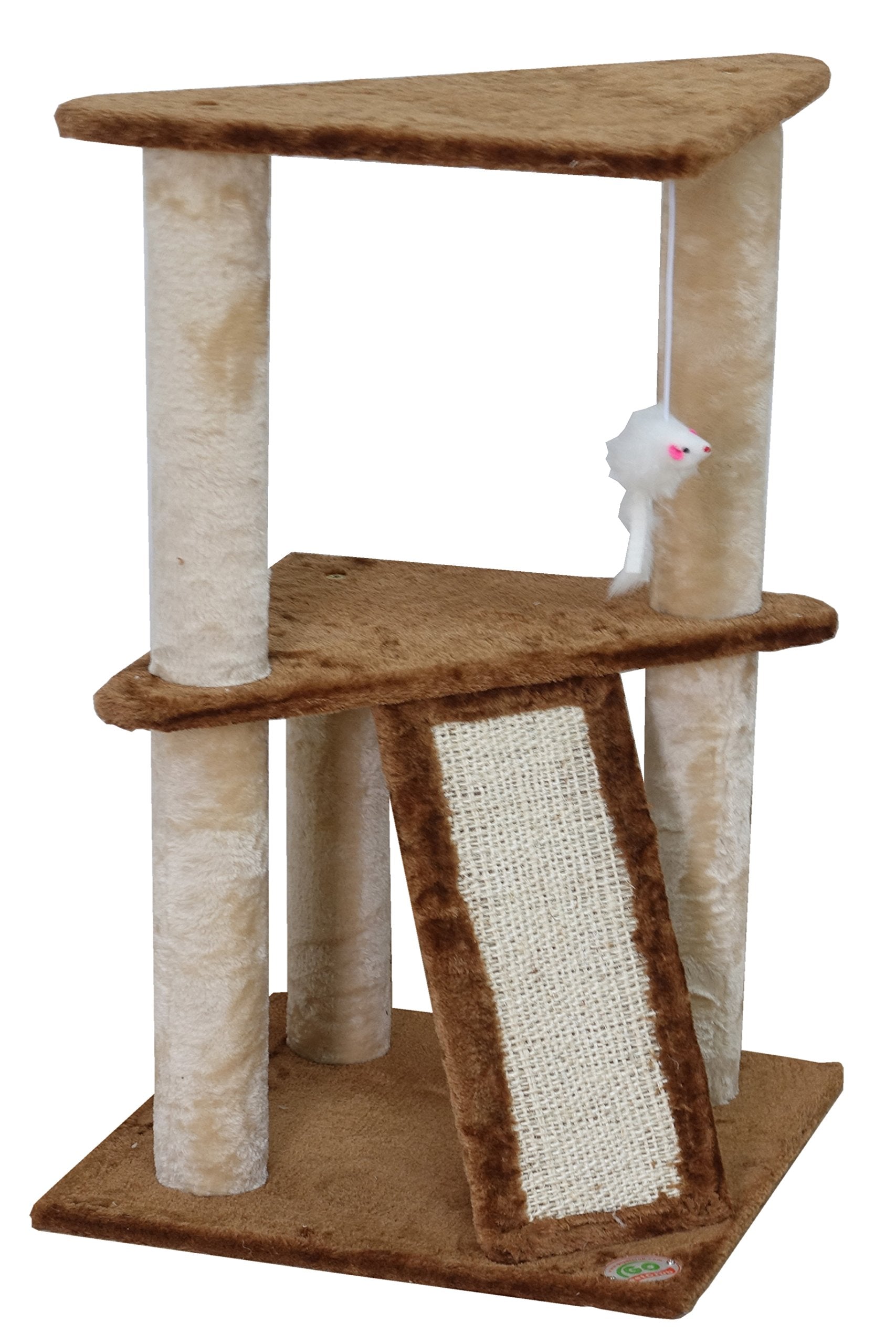 Go Pet Club Everyday Value 35in Corner Cat Tree Kitty Scratcher Tower Kitten Condo House Furniture with Scratching Board & Hangi