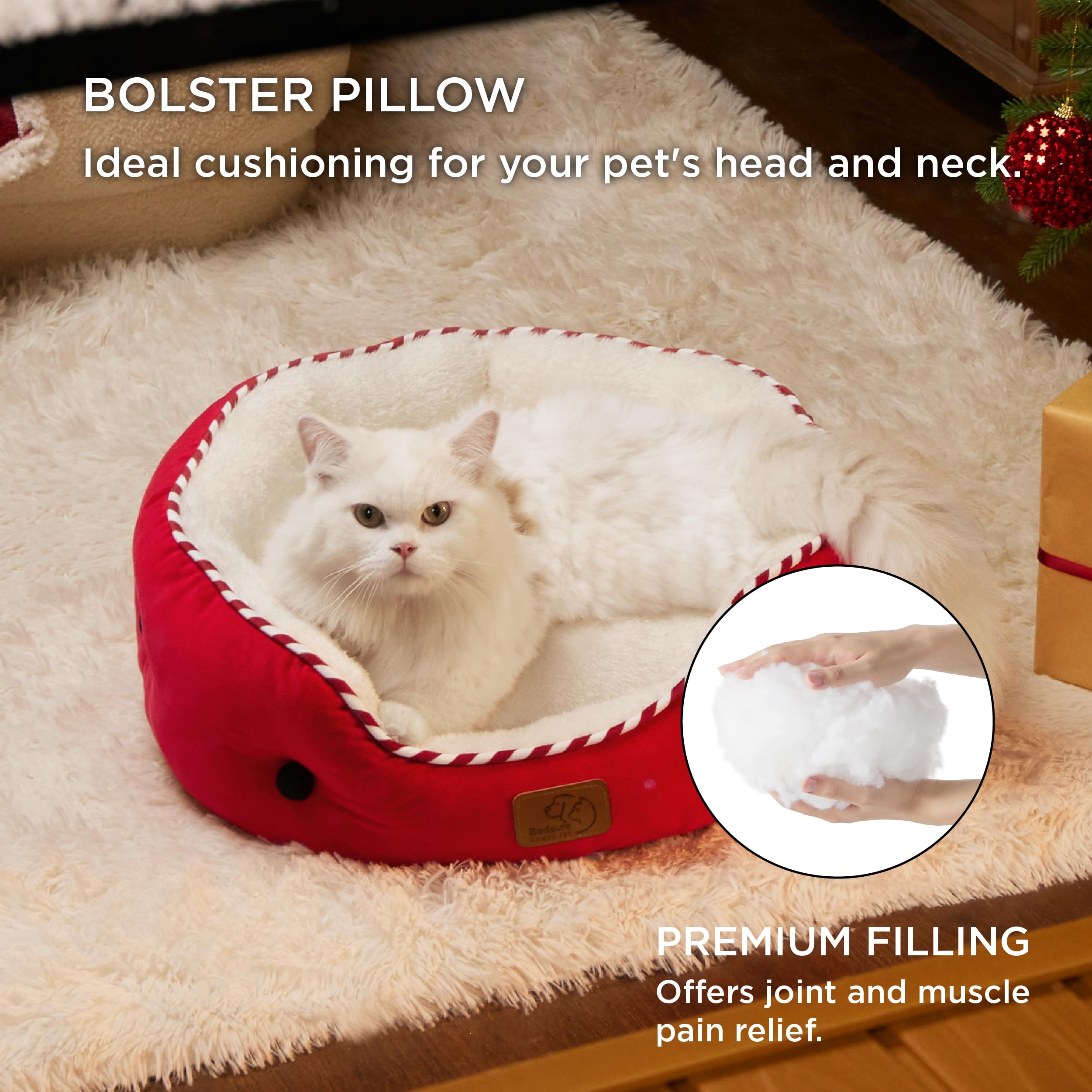 Bedsure Dog Beds for Small Dogs - Round Cat Beds for Indoor Cats, Washable Pet Bed for Puppy and Kitten with Slip-Resistant Bott