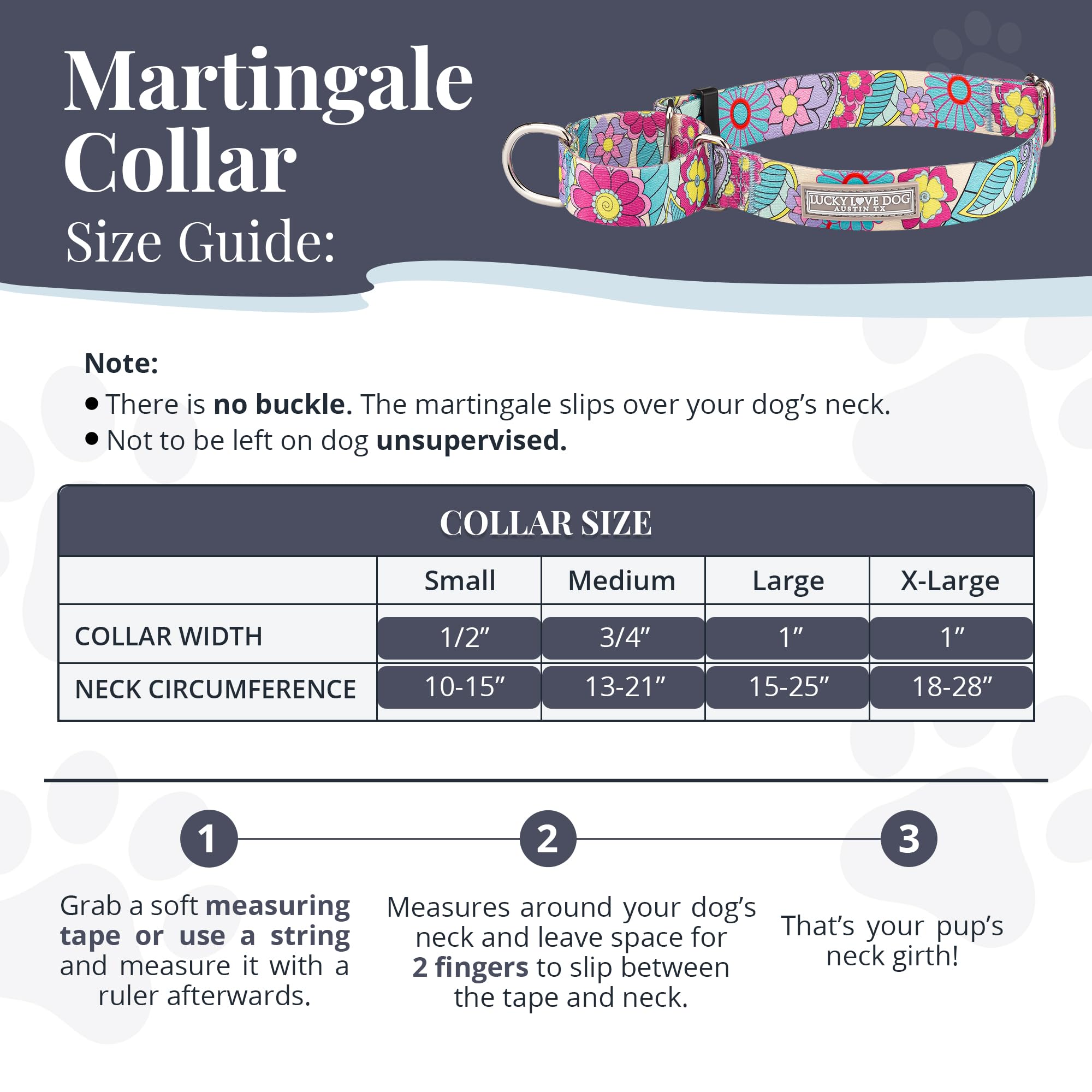 Lucky Love Dog Martingale Collar, Premium No Slip Martingale Collar For Large Dogs, Great For Whippets, Greyhounds, And More (Ca