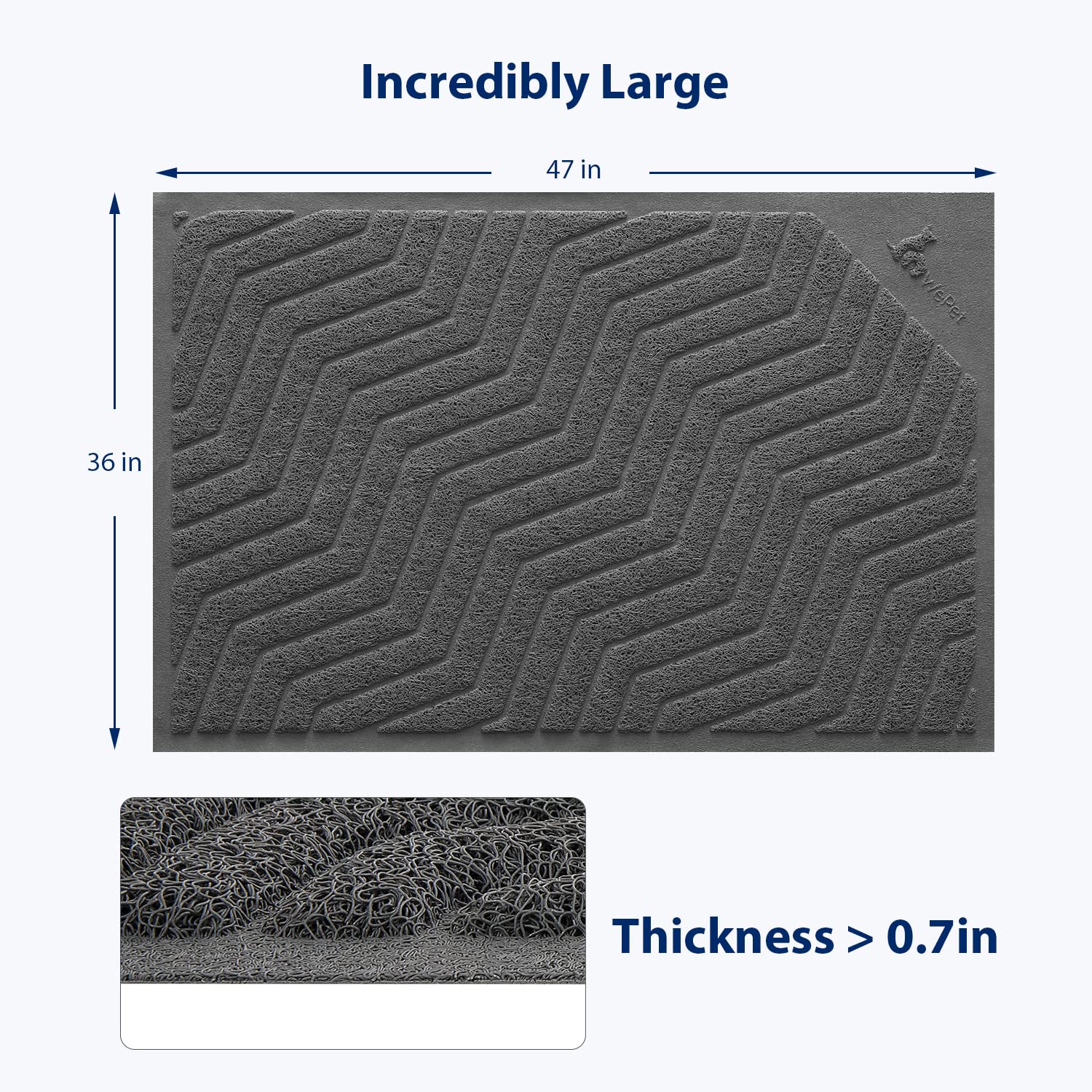 WePet Cat Litter Box Mat(No. 02-2), Kitty Premium PVC Pad, Durable Trapping Rug, Phthalate Free, Urine-Resistant, Scatter Contro