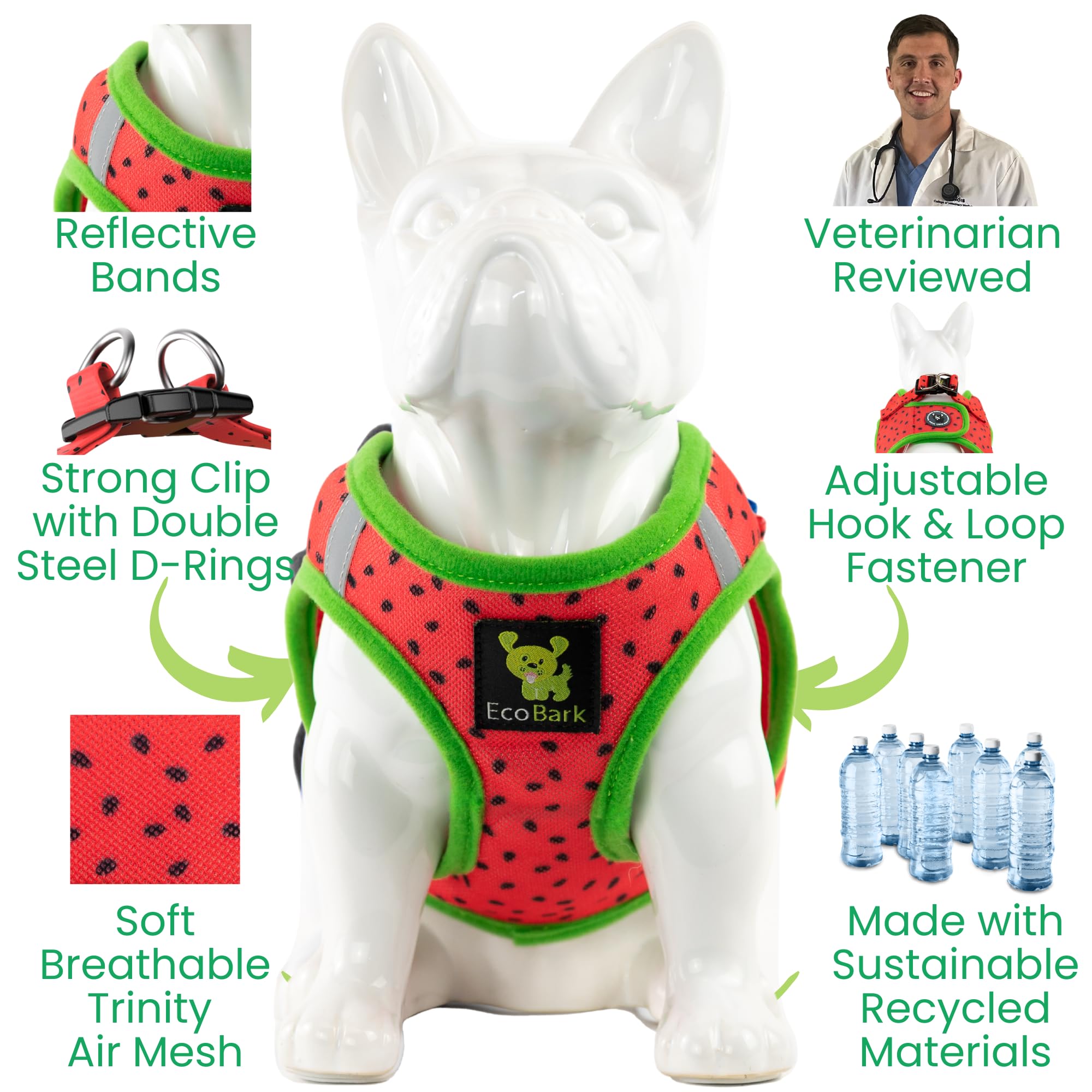 Ecobark Step In Dog Harness Reflective Soft Ultra Padded Mesh Dog Harnesses For Xxs, Xs, Small, And Medium Dogs Eco-Friendly Comfort Secure Halter No Pull Adjustable Pet Vest