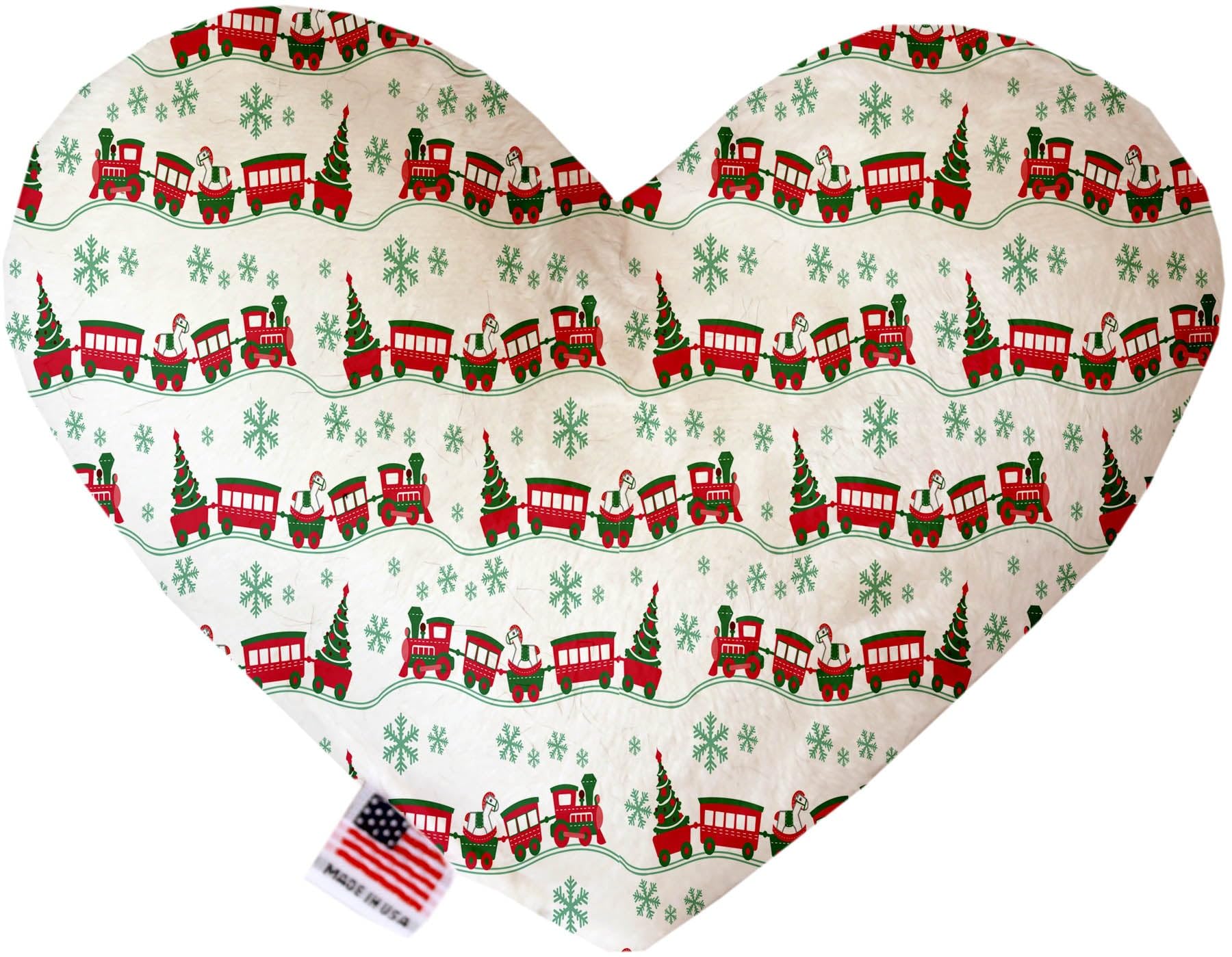 Pet and Dog Plush Heart or Bone Toy, "Classy Christmas Group" (Available in different sizes, and 7 different pattern options!) Christmas Trains 6" Plush Heart