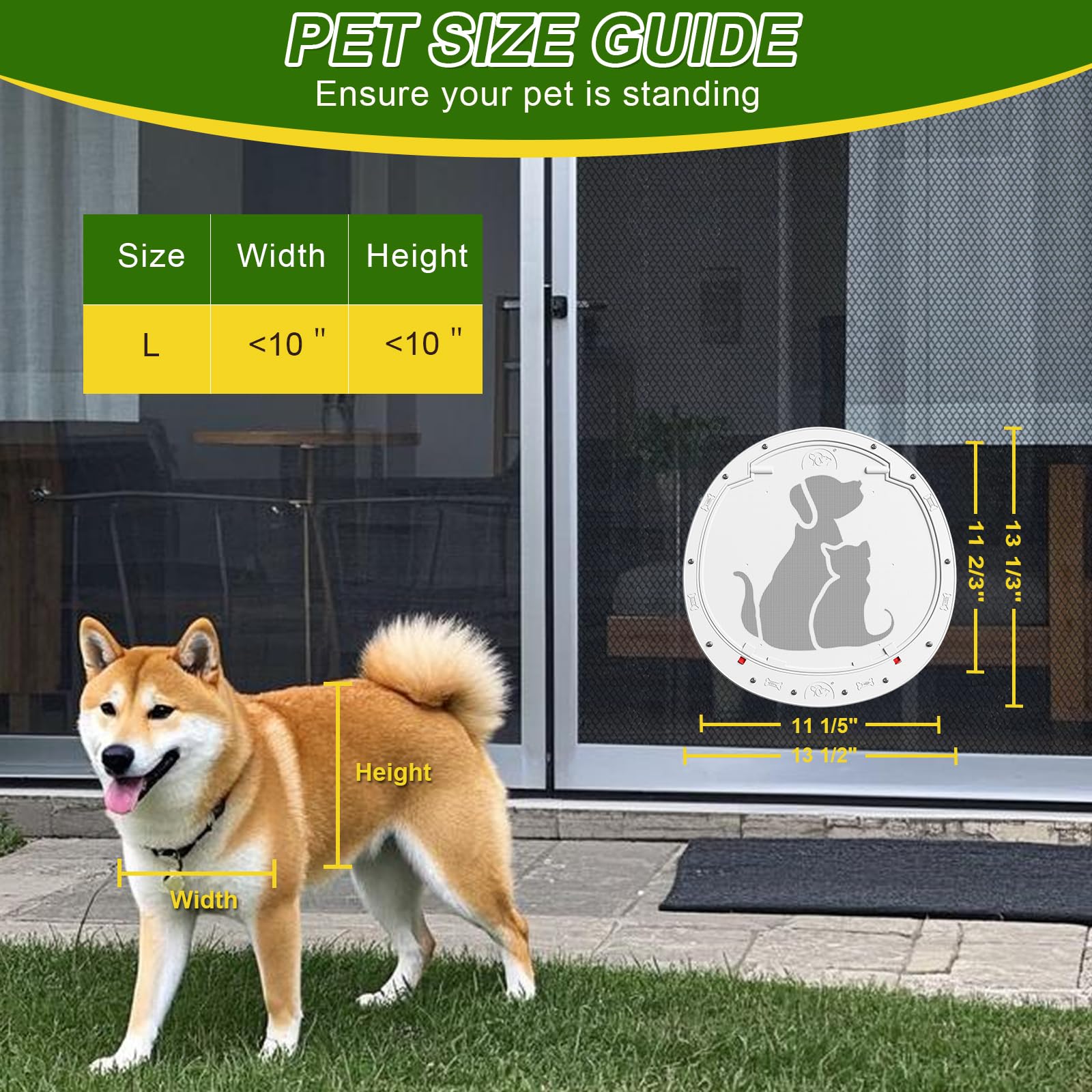 Alumani Dog Door For Screen Door, Dog Screen Door With Lockable Magnetic Flap, Anti-Mosquito Pet Door For Screen Window, White
