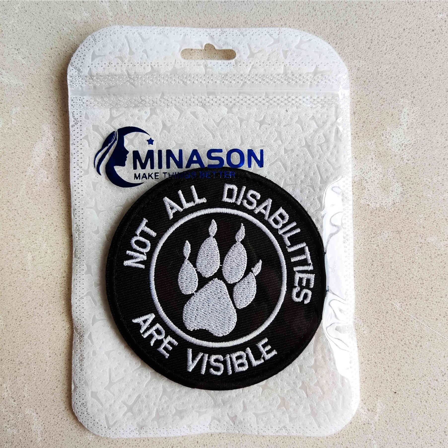 Minason Service Dog Patch - Embroidered Paw Patch for Vests/Harnesses, 8CM Diameter, Rayon, Paw Abilities