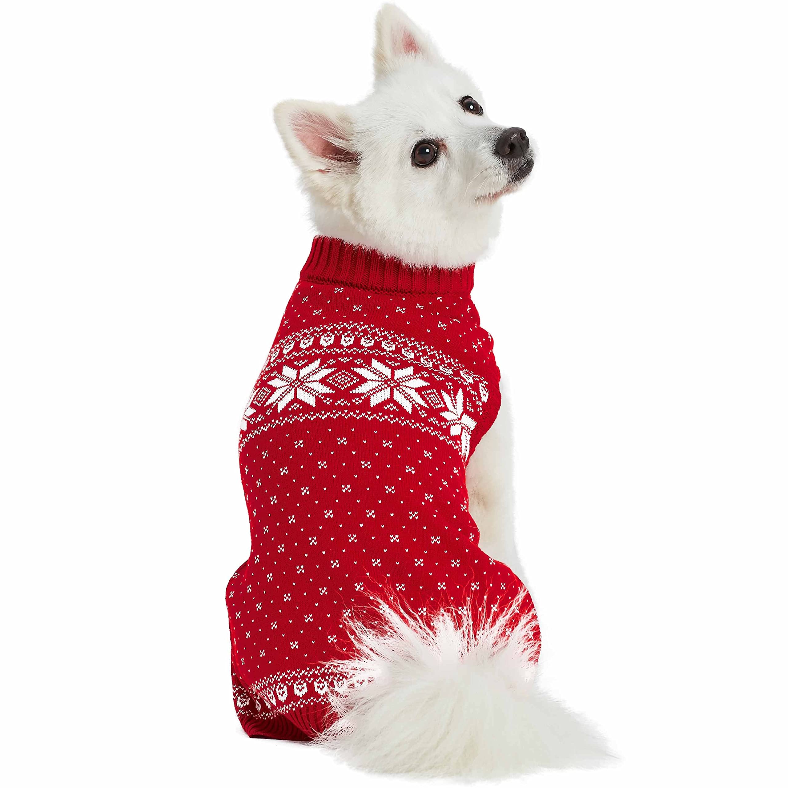 Blueberry Pet Christmas Snowflakes Holiday Festive Pullover Dog Sweater, Back Length 22', Pack Of 1 Clothes For Dogs