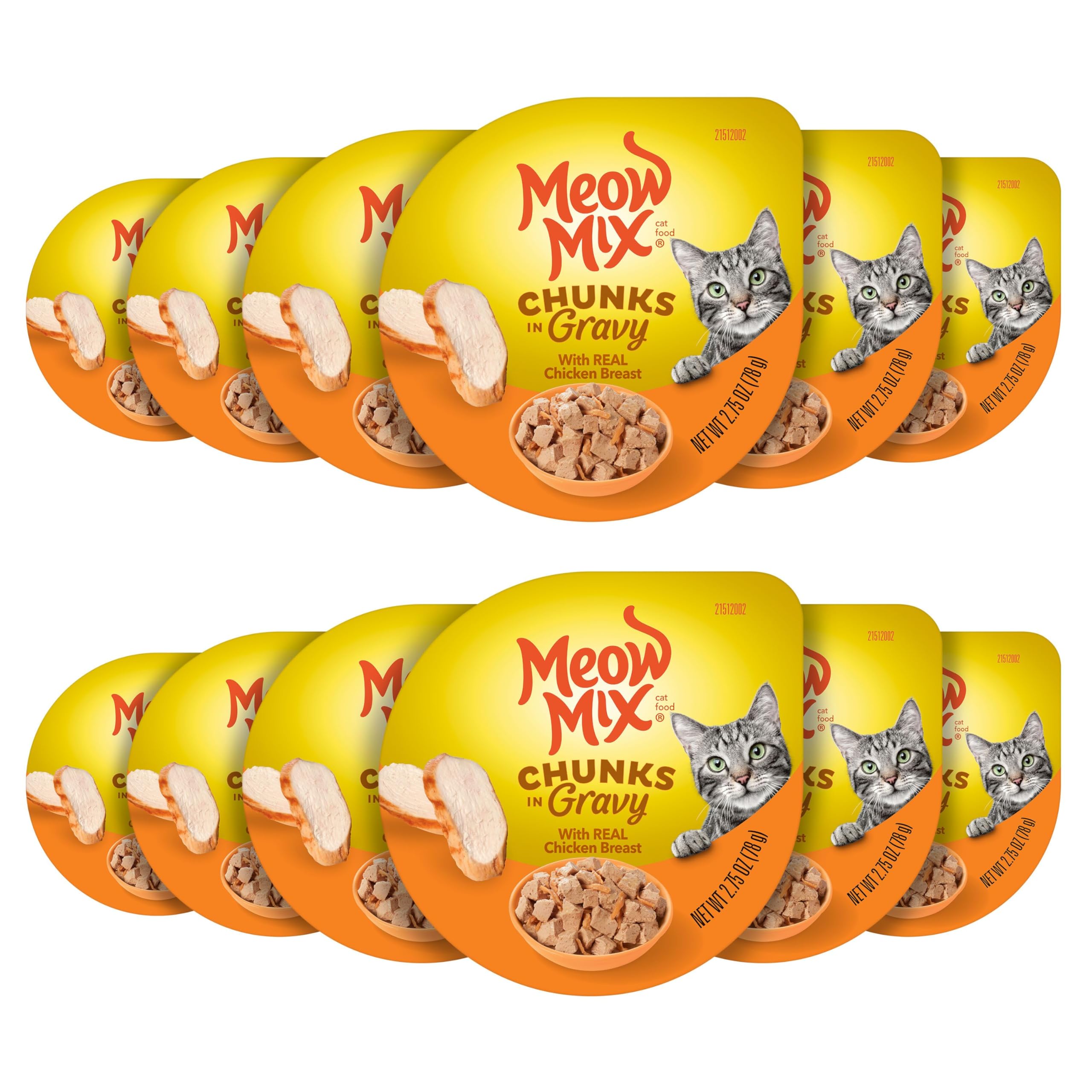 Meow Mix Chunks in Gravy Wet Cat Food, Chicken Breast, 2.75 Ounce (Pack of 12)