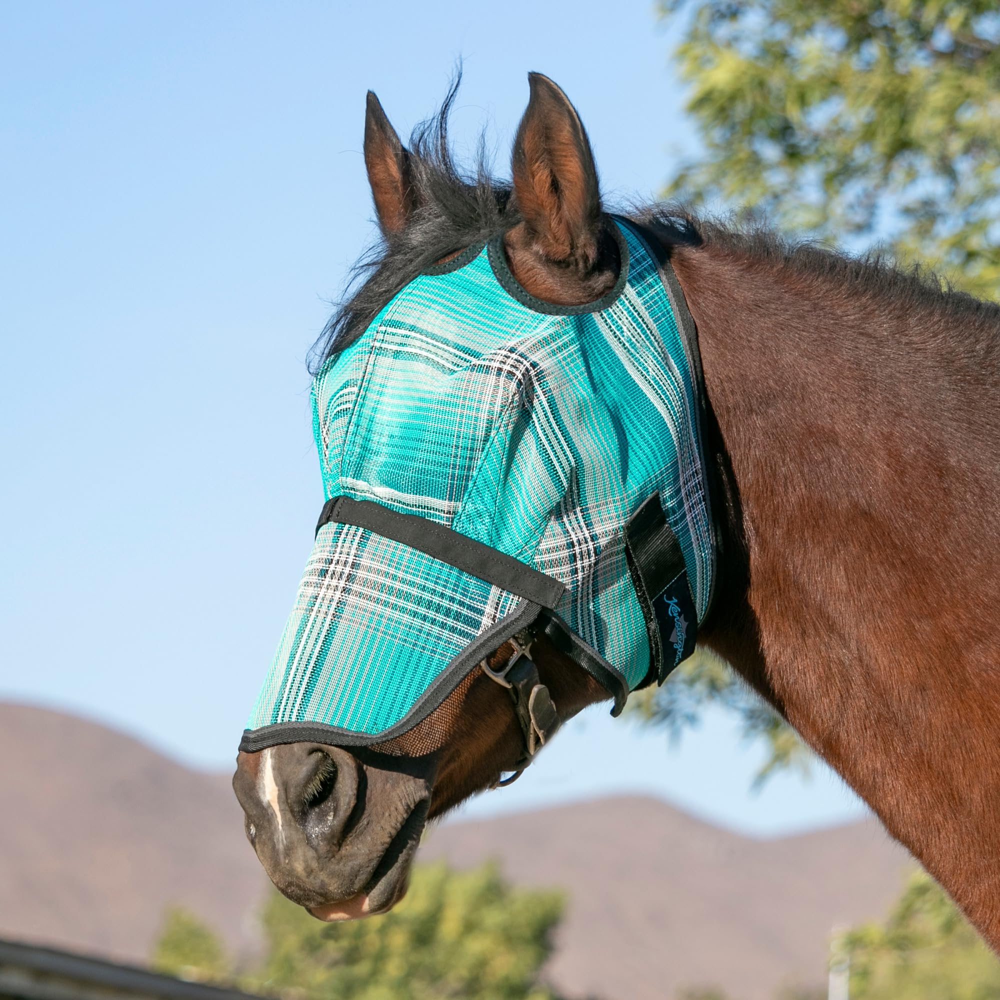 Kensington Fly Mask w/Web & Nose Size: X.Large Color: 2021-Atlantis