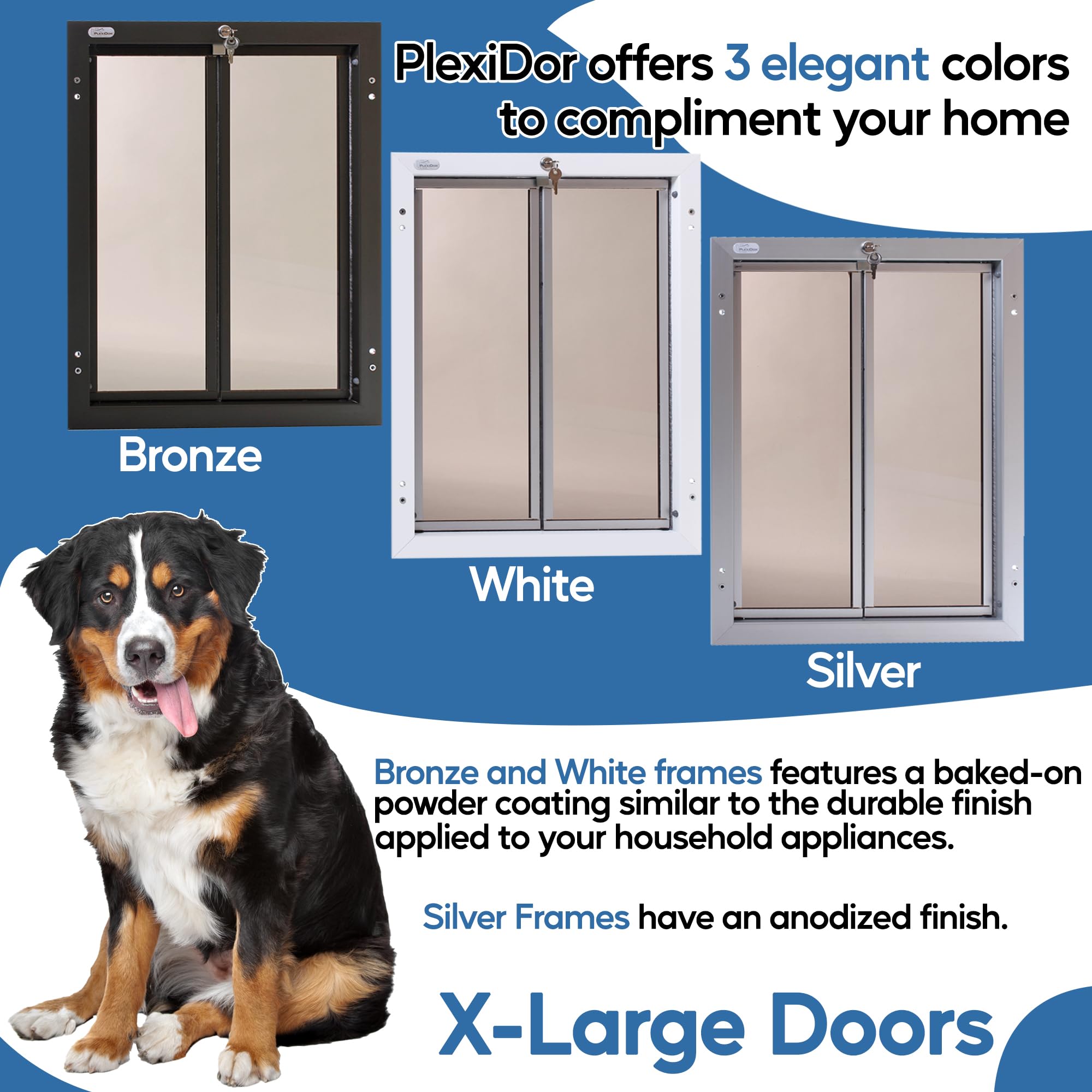 Plexidor Performance Pet Doors For Dogs And Cats - Door Mount Dog Door With Lock And Key - Bronze, X-Large Sizes