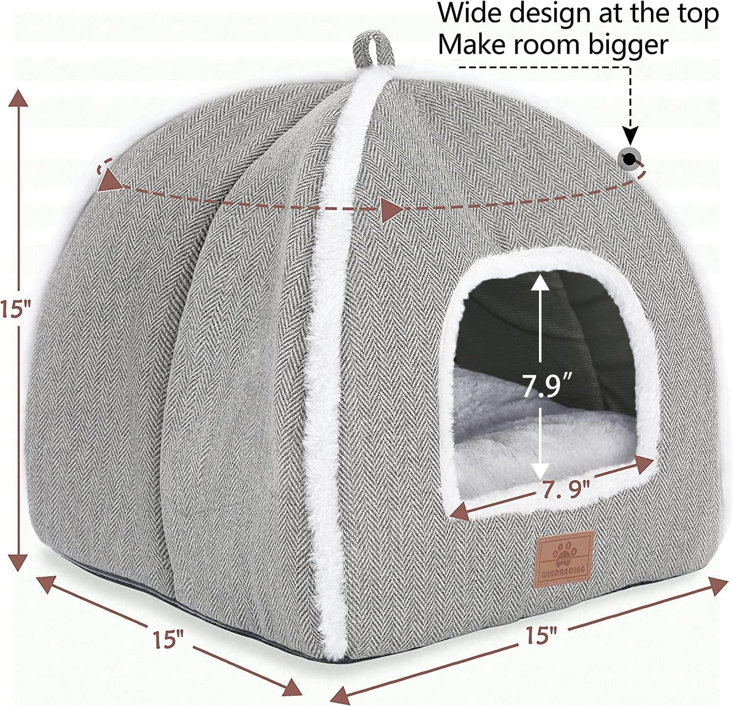 Cat Beds For Indoor Cats, Foldable Cat Bed Cave, Cat House With Washable Cushions, Cat Bed For Kittens, Small Pets, Cat Tent, Soft And Warm Indoor Cat House, Gray…