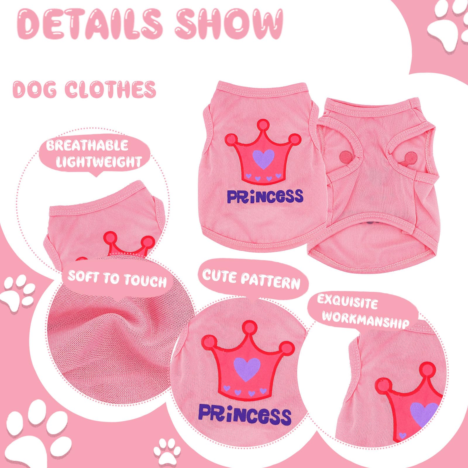4 Pieces Chihuahua Clothes Dog Clothes For Small Dogs Girls Summer Autumn Cute Puppy Clothes Soft Pet Dog Shirts Teacup Dog Cat