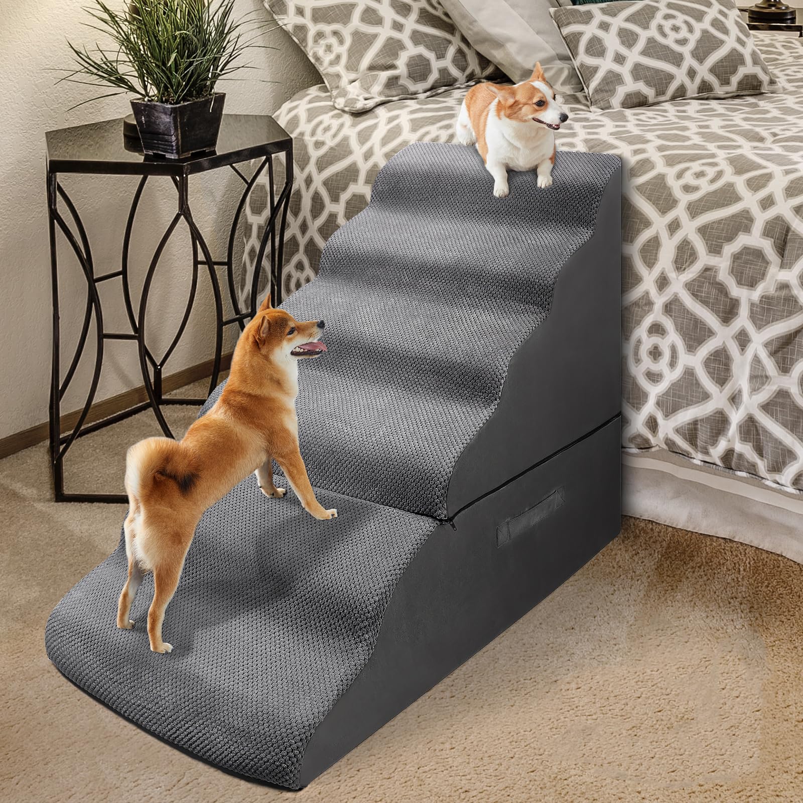 Inrlkit Dog Stairs Steps For 30 Inches Tall High Bed, Pet Dog Ramp Ladder For Small Medium Dogs, Doggie, Old Cats, Kitty, Small 