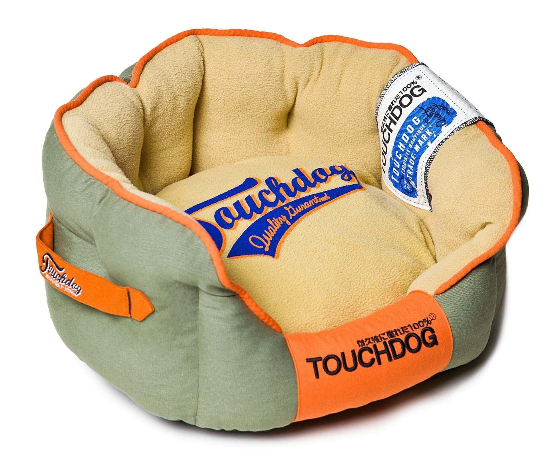 Touchdog Castlebark Original Ultimate Rounded Retrofaded Premium Designer Fashion Pet Dog Bed, Medium, Grey, Beige