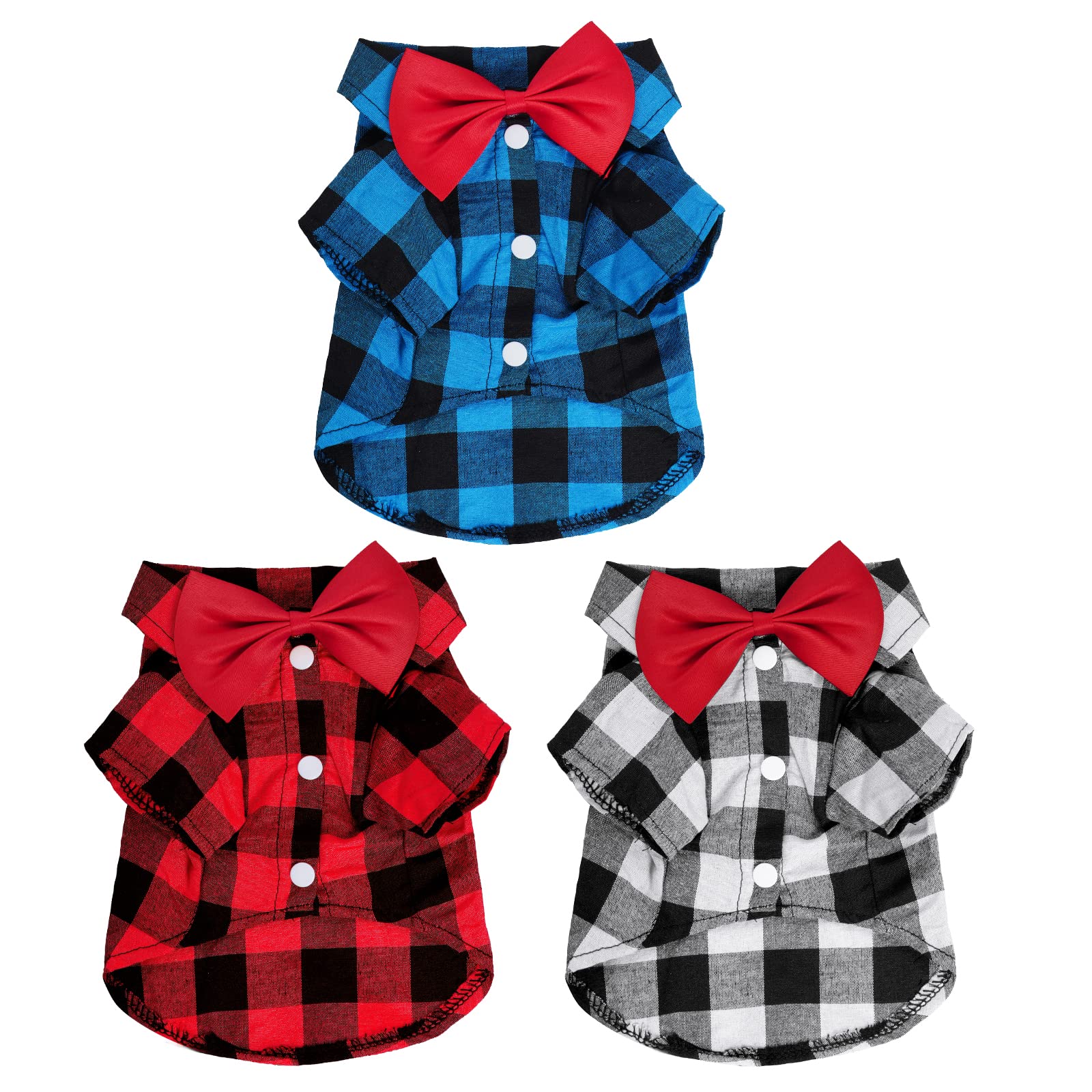 Tongcloud 3 Pack Plaid Puppy Cat Shirt Cute Dog Shirt Cat Shirt Dog Plaid Shirt Dog Shirts For Medium Dogs Cats Birthday Party A