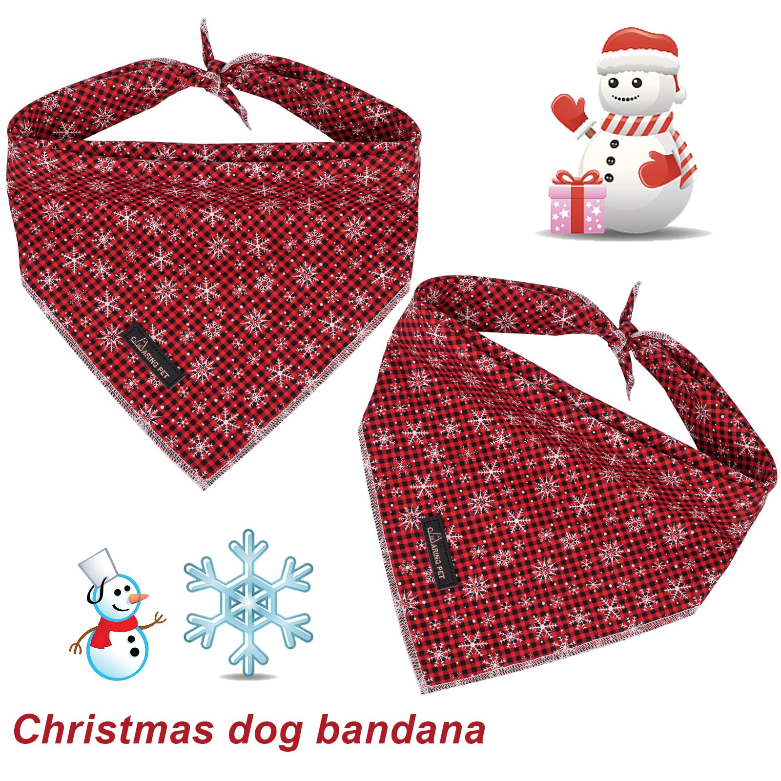 Aring Pet Christmas Dog Bandana With Cute Snowflakes, Comfortable Red Pet Scarf Triangle Bibs For Small To Large Dogs And Cats
