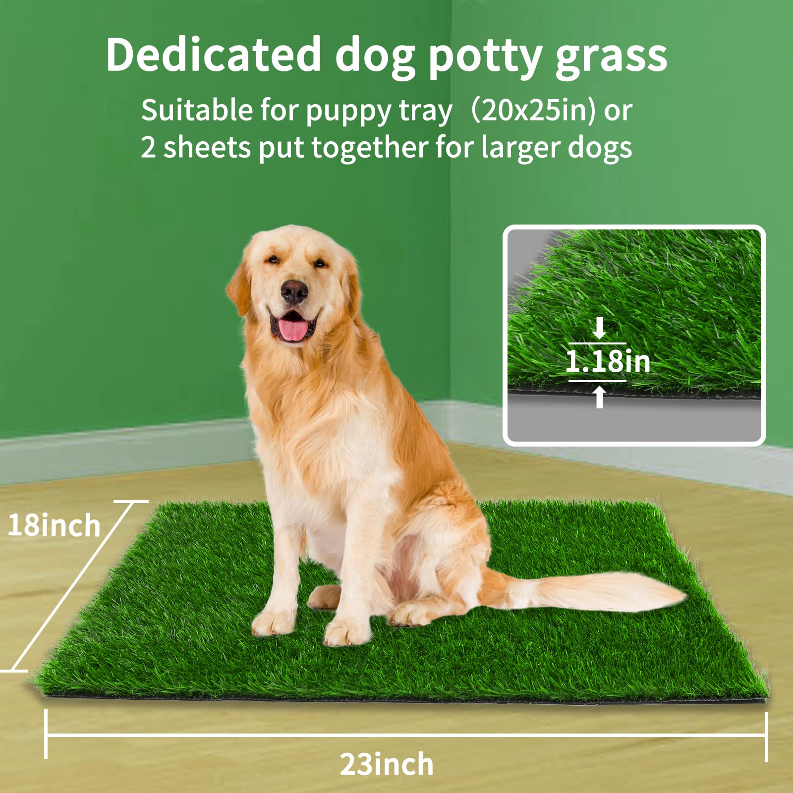 Oiyeefo Artificial Pee Grass Pad For Dogs, Fake Grass Replacement Pads For Dog Potty Tray Training Pet Turf, Indoor And Outdoor