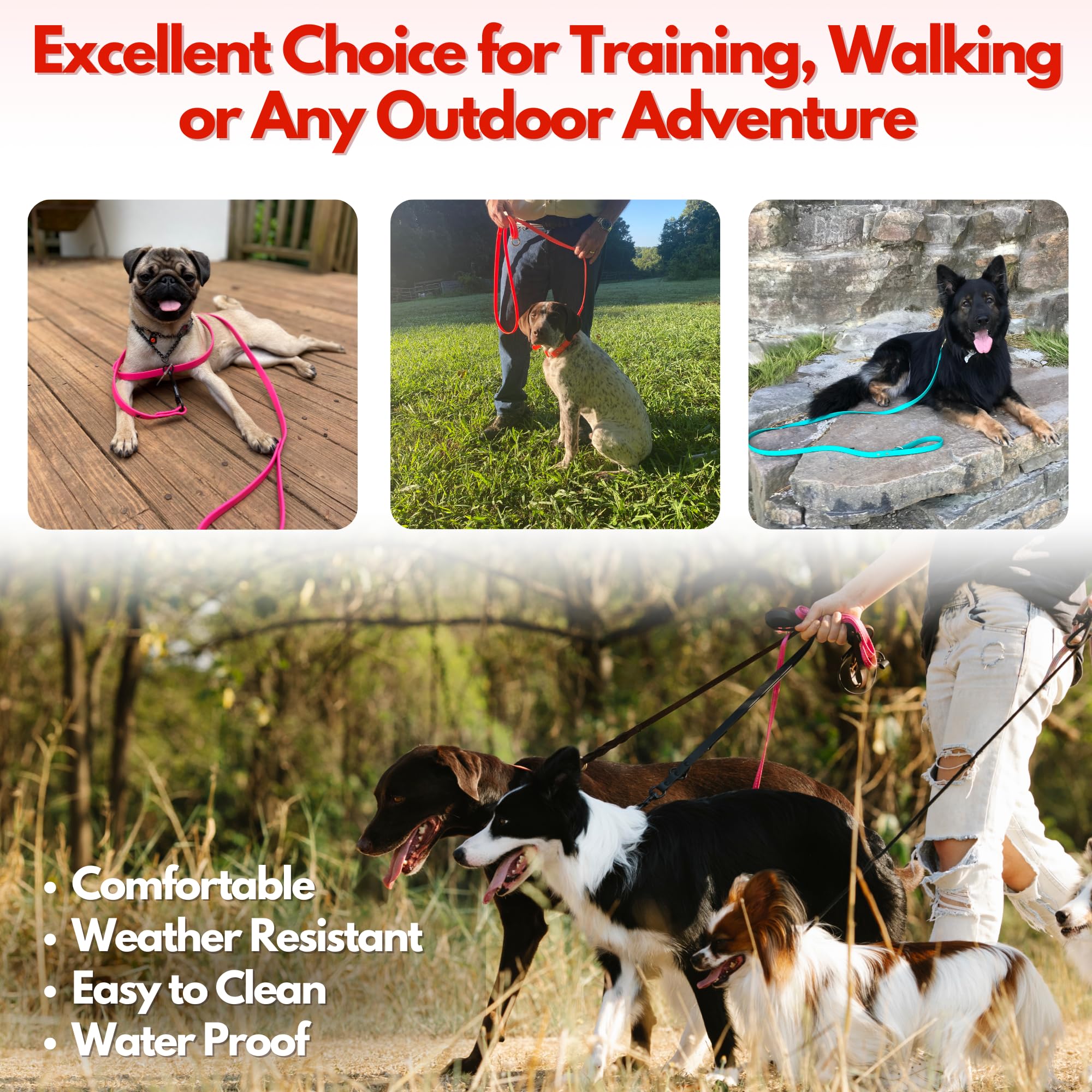 Jim Hodges Dog Training Gummy Dog Leash, Biothane, Dog Training Leash, Made In The Usa, 4 Feet, Various Sizes & Colors (5/8, Black)