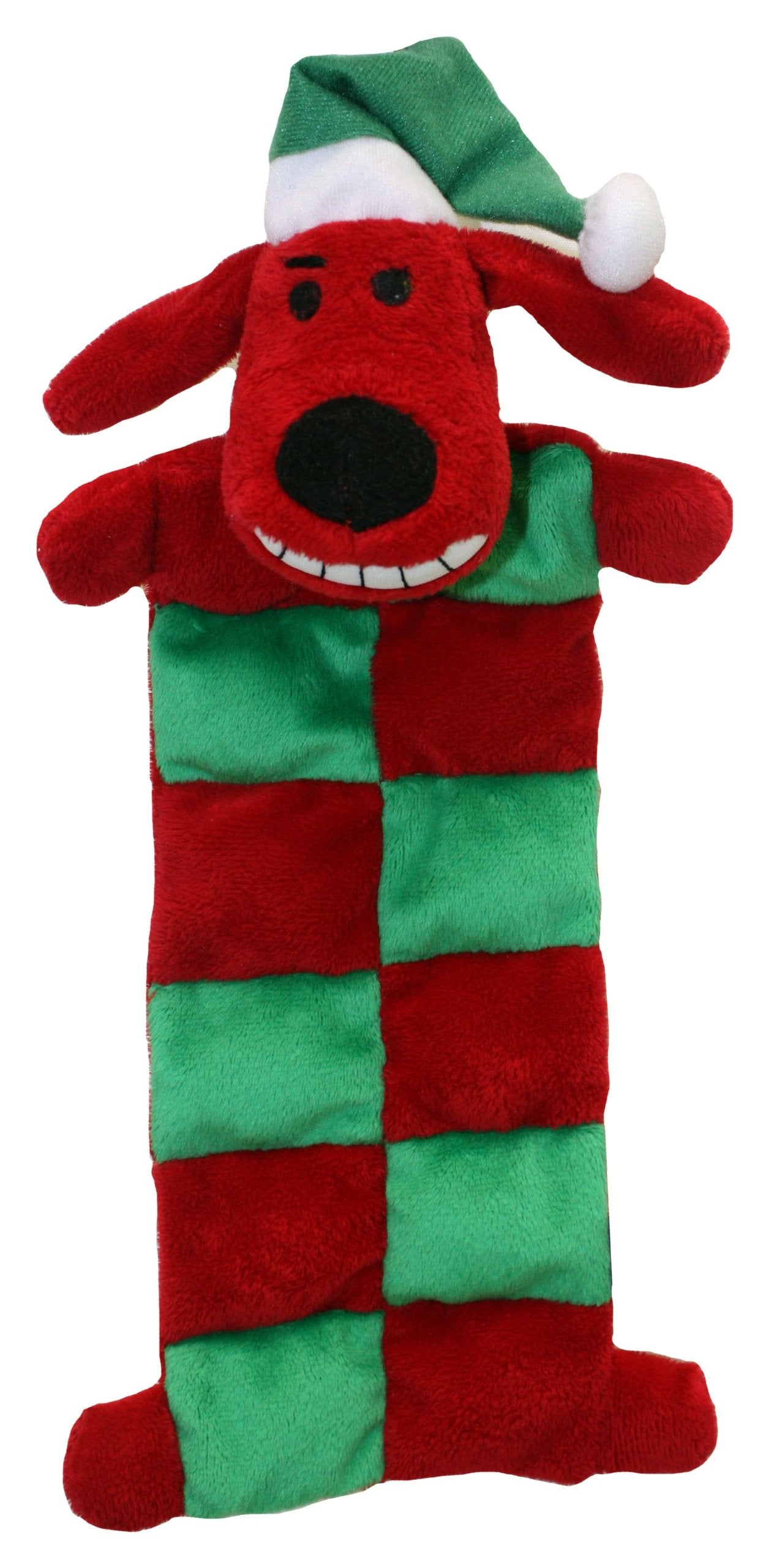 Multipet Loofa Holiday Squeaker Mat Dog Toy with Santa Hat, 12-Inch