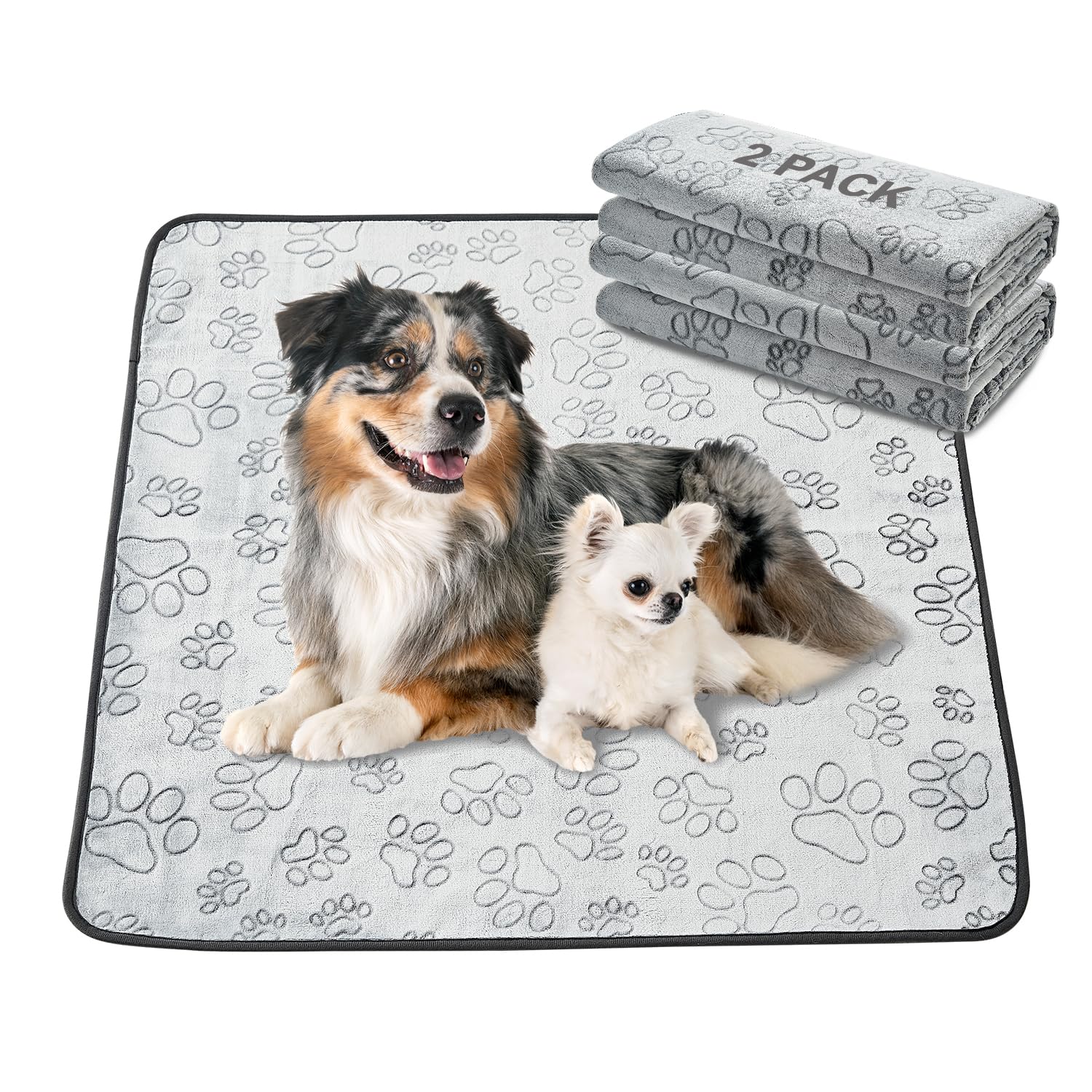 Qeils Reusable Puppy Pads, 2 Pack Washable Pee Pads For Dogs, Non Slip Wee Wee Pad, Absorbent And Leakproof Training Mats For Potty, Crate, Playpen, Bed, Sofa, 41'X 41'