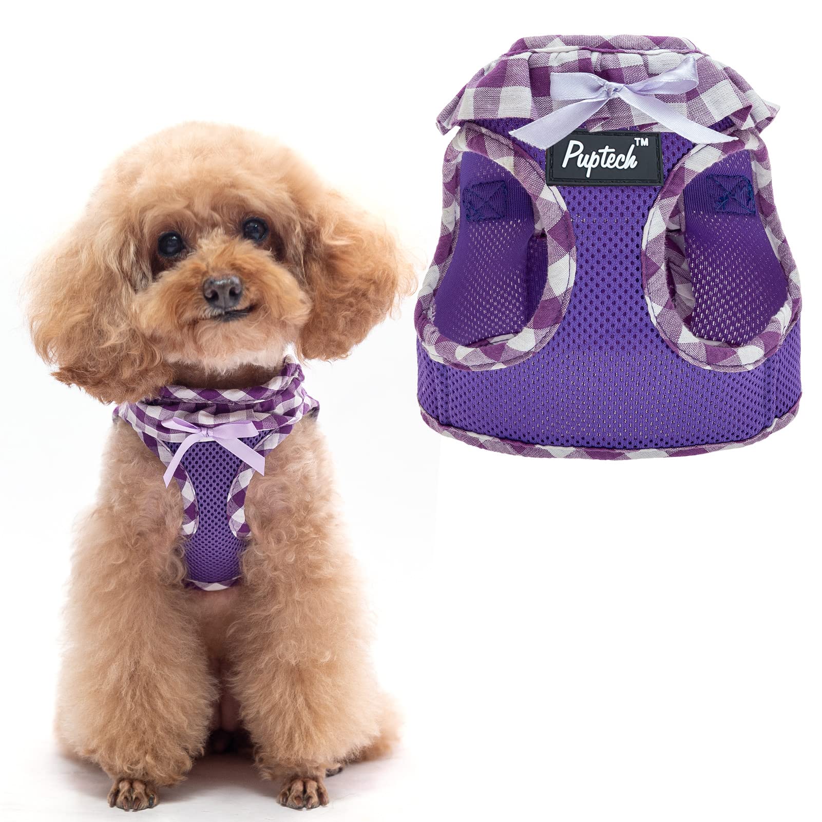 Pupteck Small Dog Harness No Pull Step-In Puppy Cat Harness Soft Mesh For Girls, Purple S