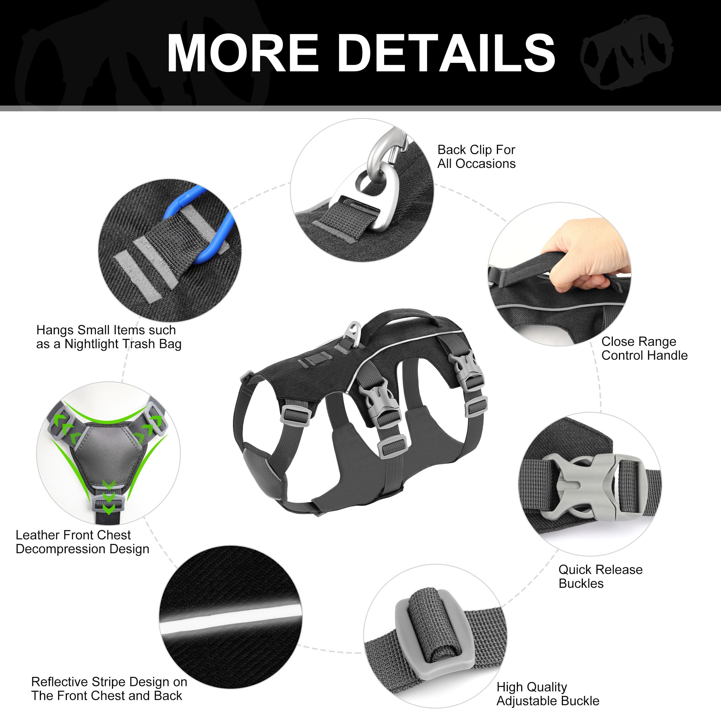 Akailea Escape Proof Dog Harness With Handle - Reflective Dog Vest, Breathable Soft Full Body Pet Harness For Small Medium Dogs