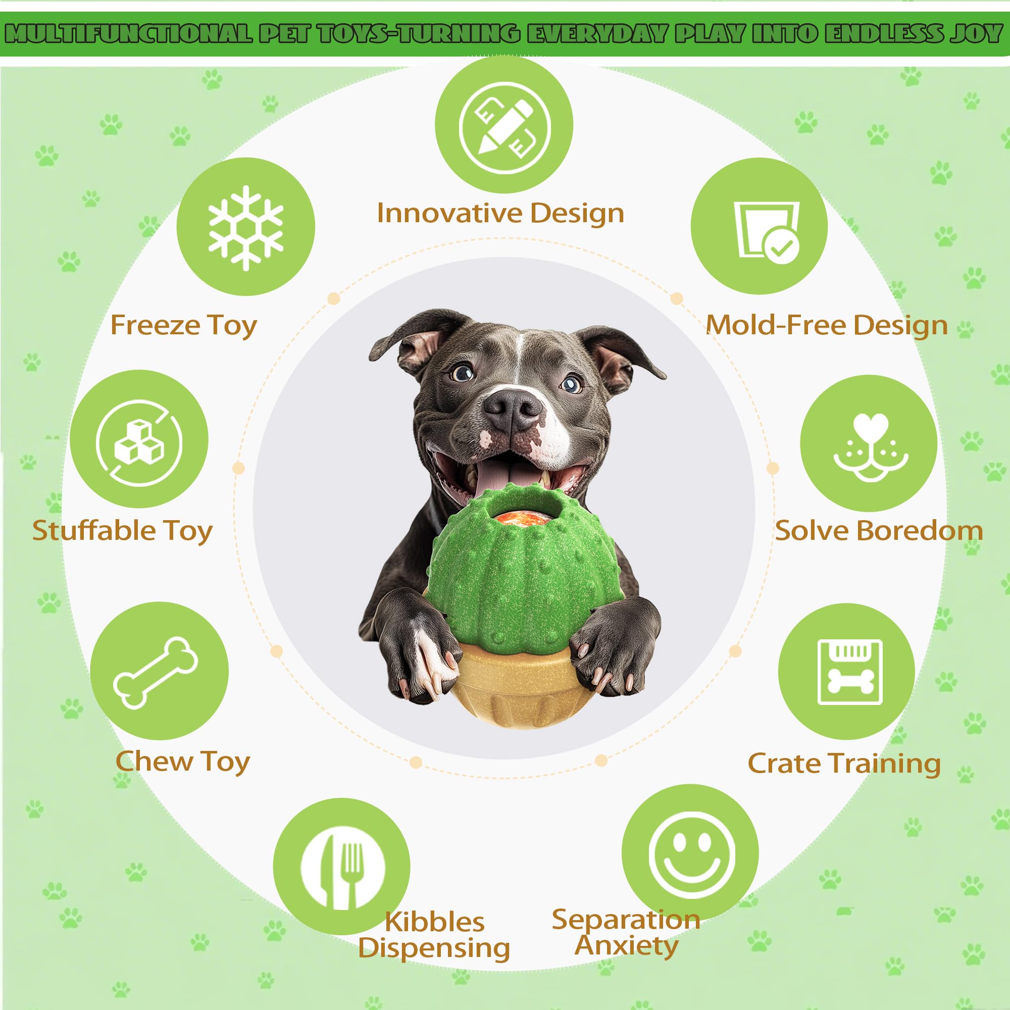 DSUMD Interactive Dog Toys, Frozen Treat Dispensing for Aggressive Chewers, Indestructible Nylon Chew Toy, Slow Puzzle Feeder fo