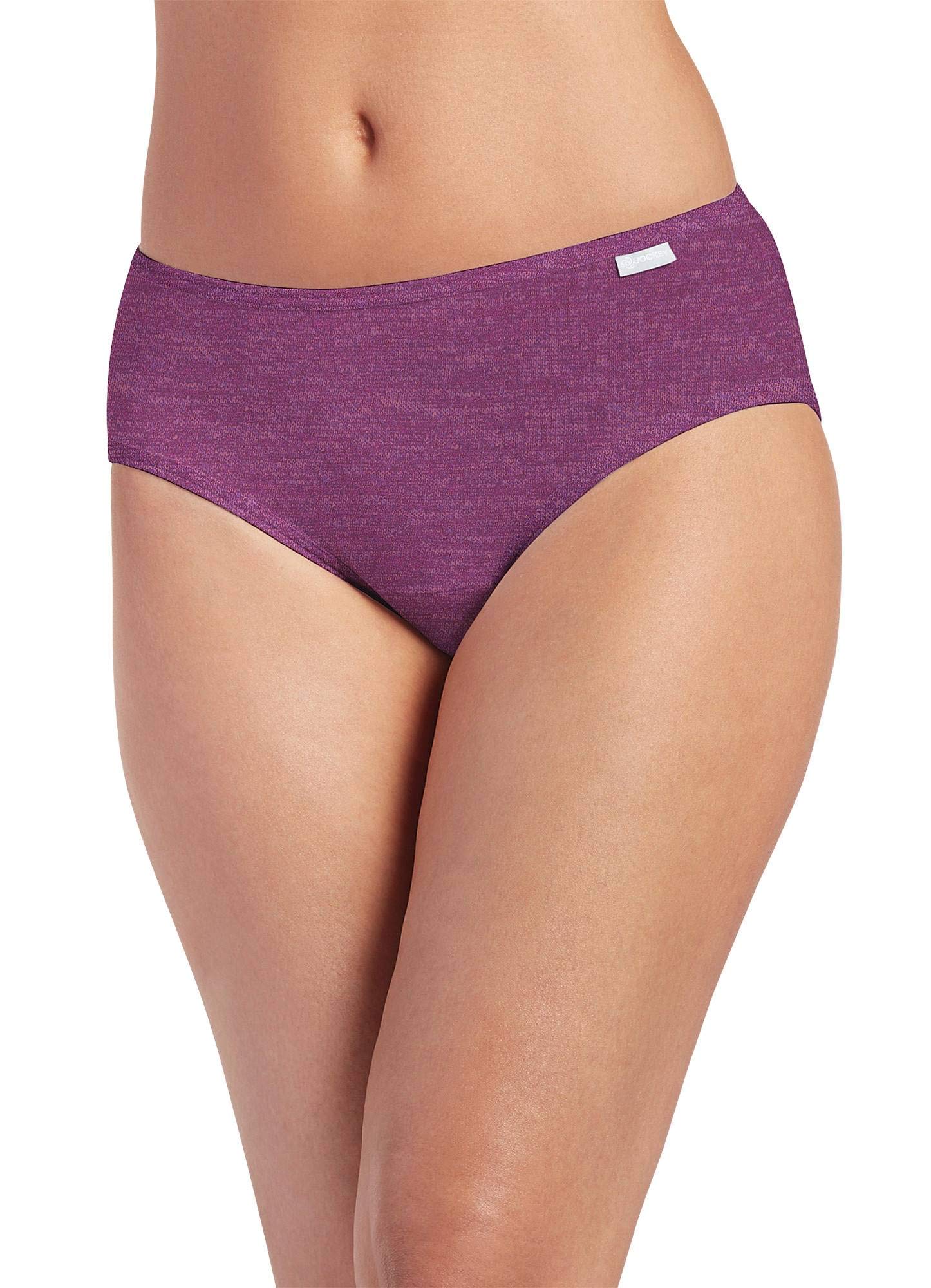Jockey Womens Underwear Elance Hipster - 3 Pack, OatmealBoysenberryPerfect Purple, 6