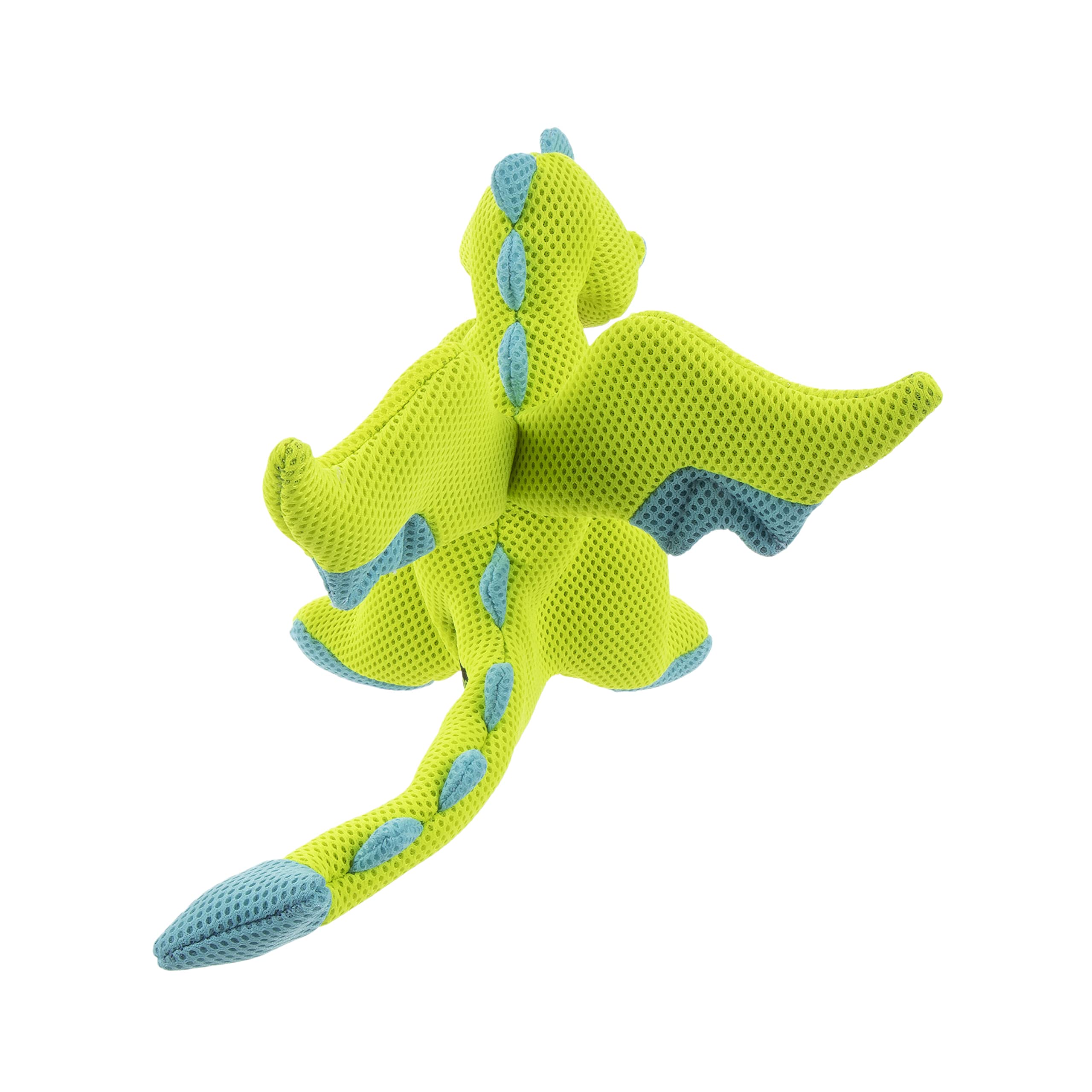 Godog Mesh Dragons Squeaky Plush Dog Toy, Double Chew Guard Technology - Green, Small