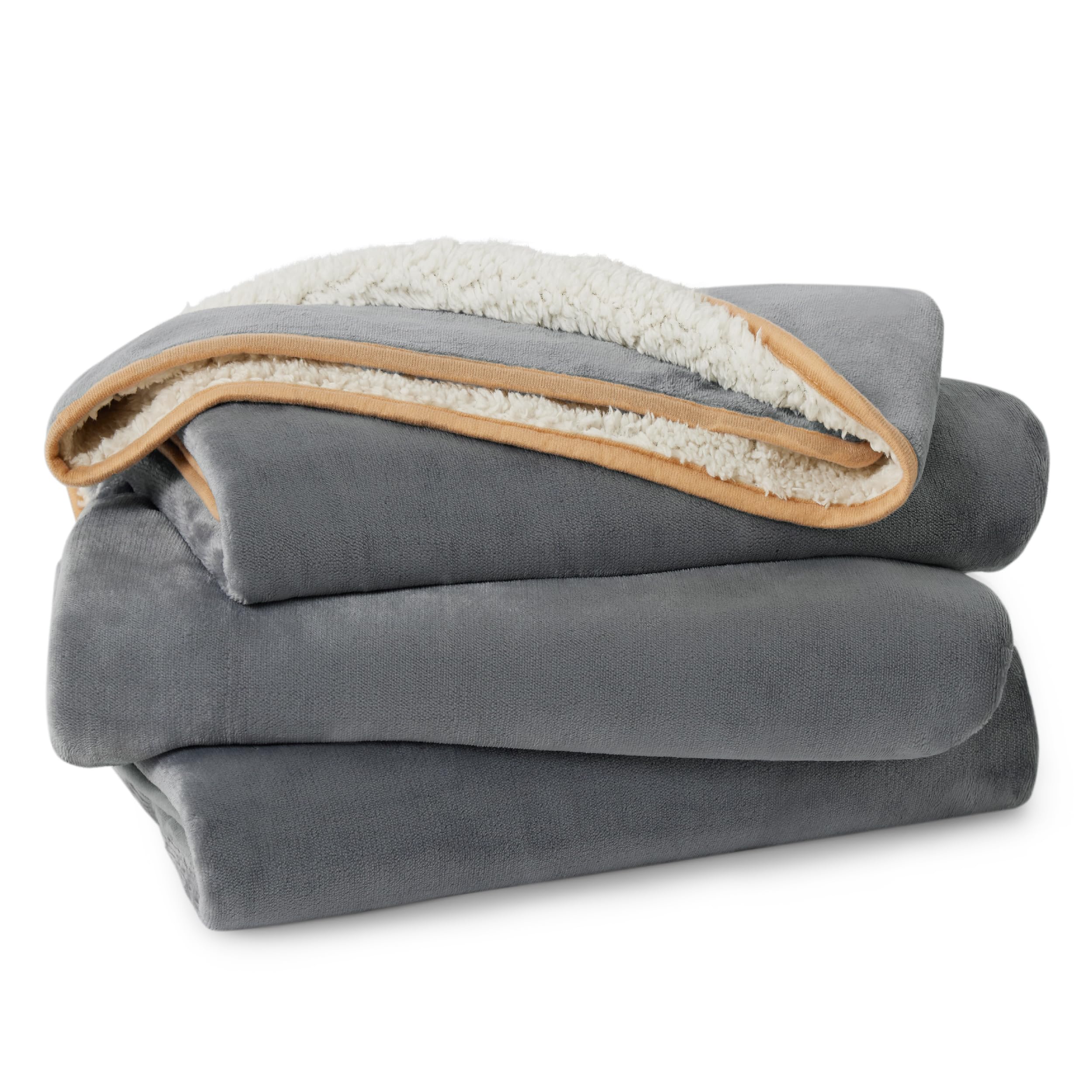 Bedsure Waterproof Blanket For Bed - Sherpa Fleece Waterproof Dog Blankets For Large Dogs, Pet Blankets For Bed/Couch/Dog Crate, Soft Plush Reversible Furniture Protector, King Size, 108'X86', Grey