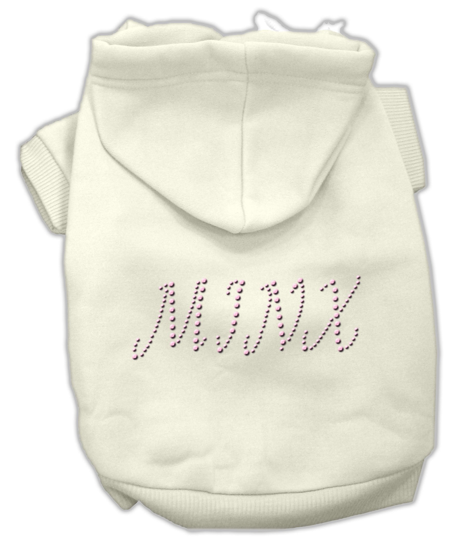 Pet, Dog & Cat Hoodie Rhinestone, "Minx" Cream XL (14-20 lbs.)