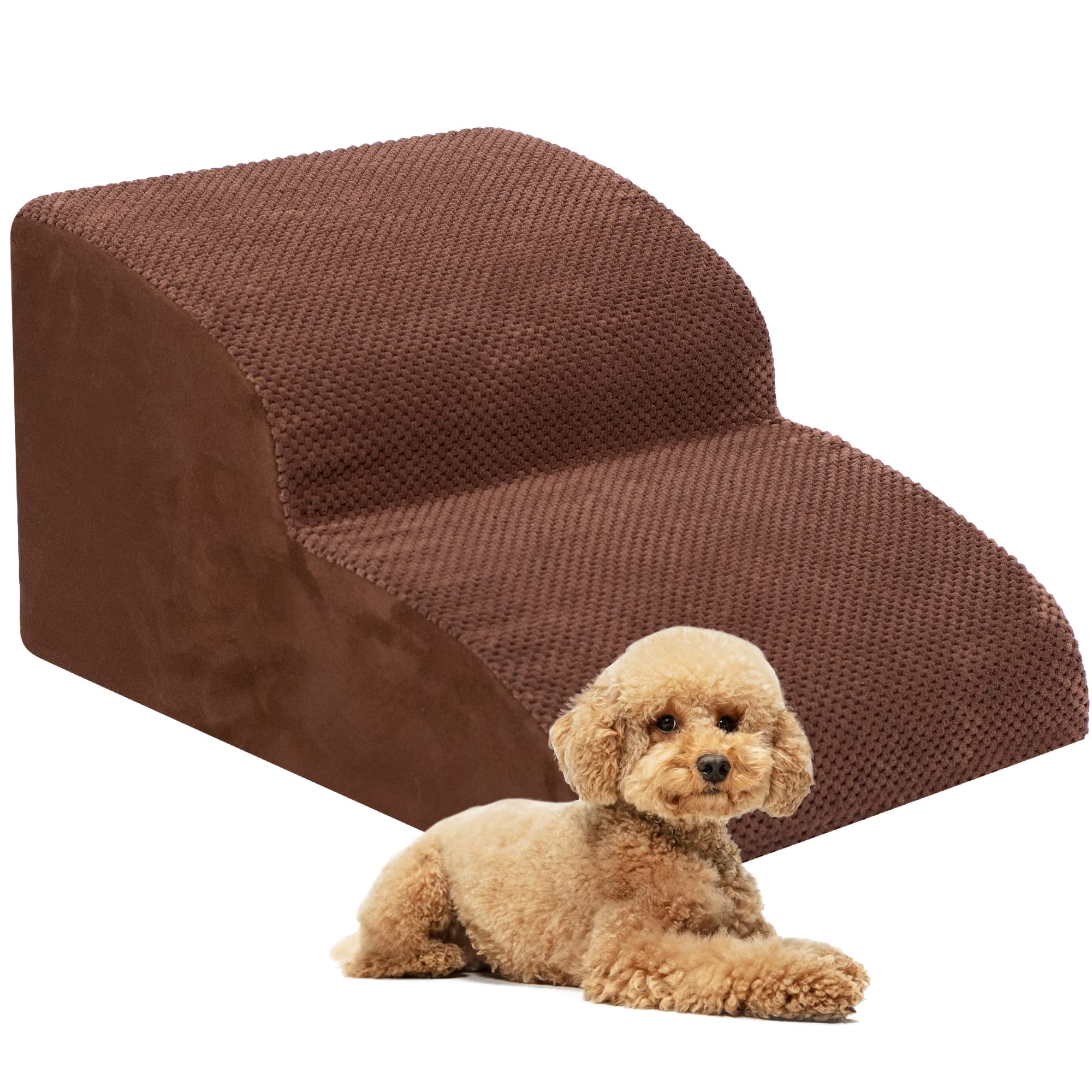 Dog Stairs For Small Dogs, High Density Foam Dog Ramp, Extra Wide Non-Slip Pet Steps For High Beds Or Couch, Soft Foam Doggie La