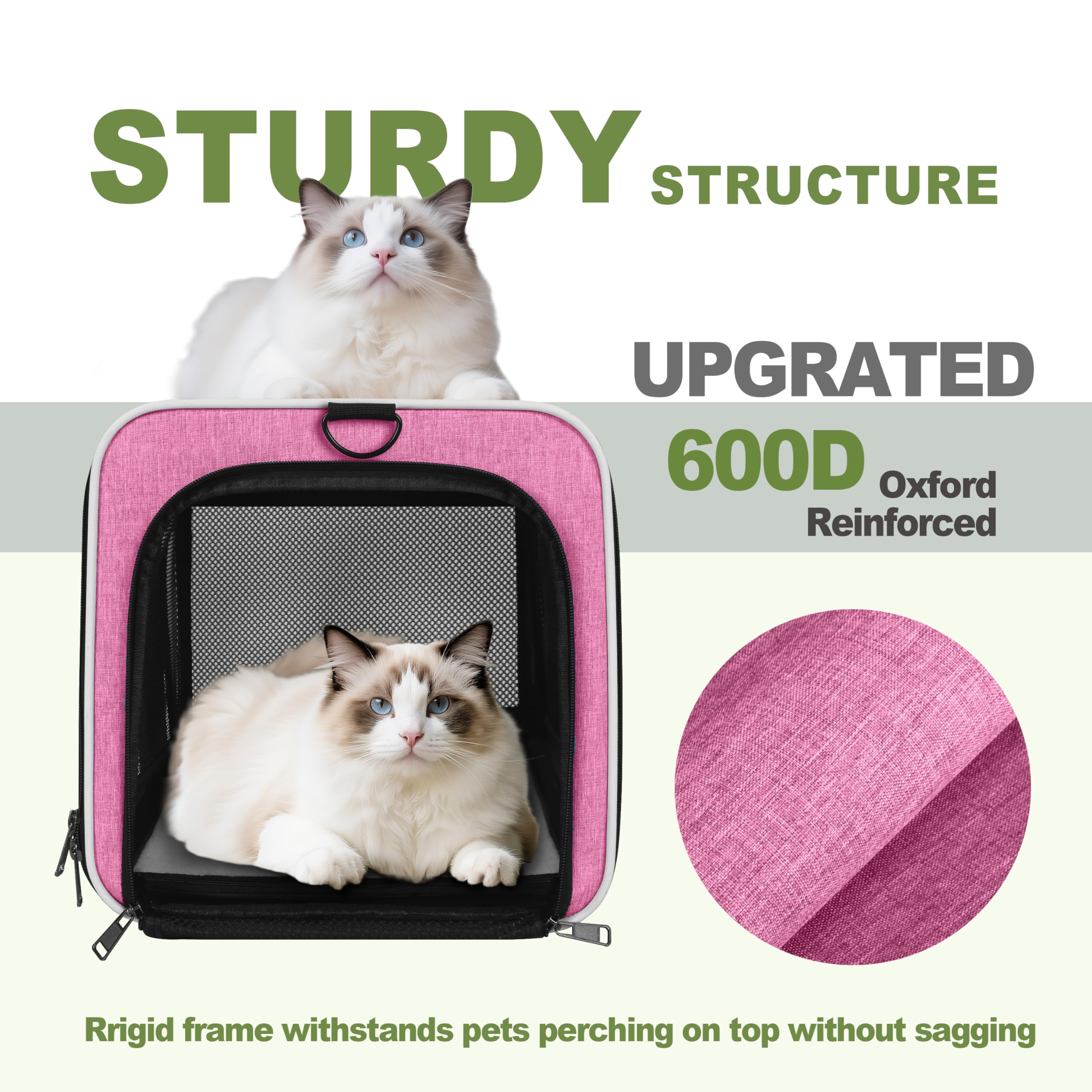 GAPZER Cat Carrier 18x11x11 Delta Airline Approved, Easy Load Soft Pet Plane Travel Bag 15 pounds, Teacup Dog Crate 12 lbs, York