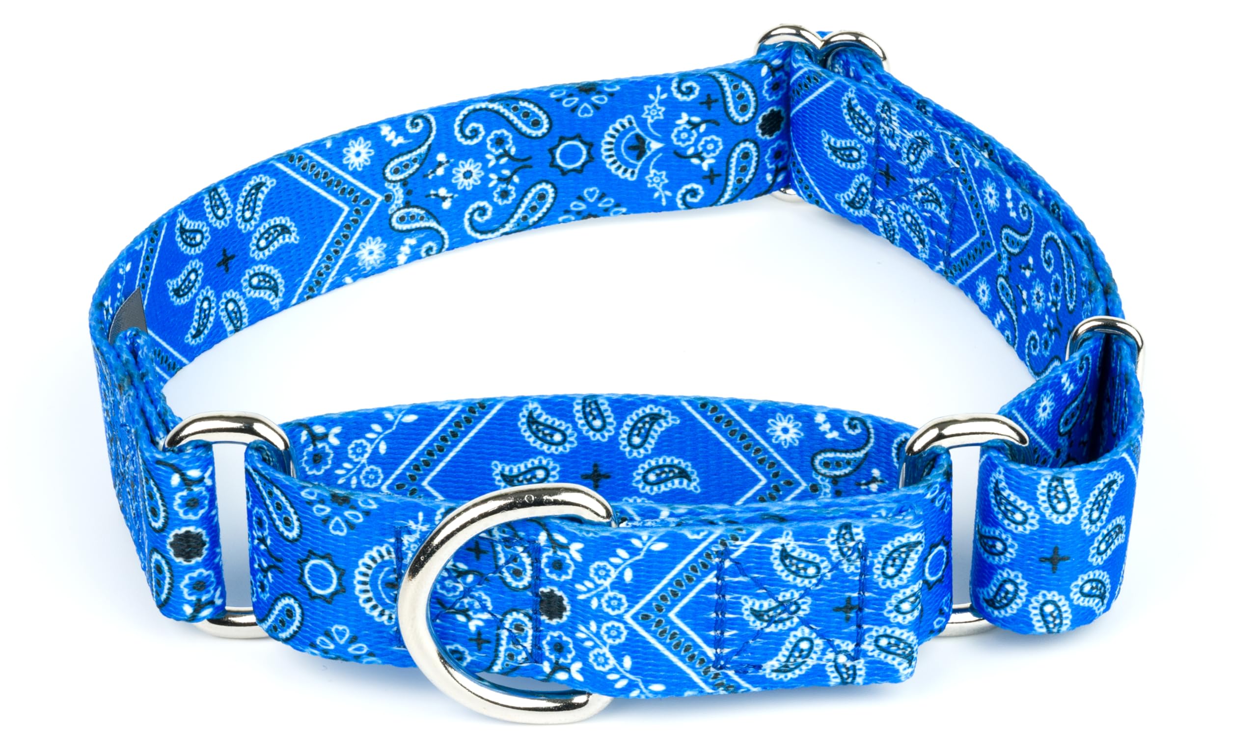 Country Brook Petz - Blue Bandana Martingale Dog Collar - Country And Western Collection Featuring Rugged Designs (1 Inch, Large