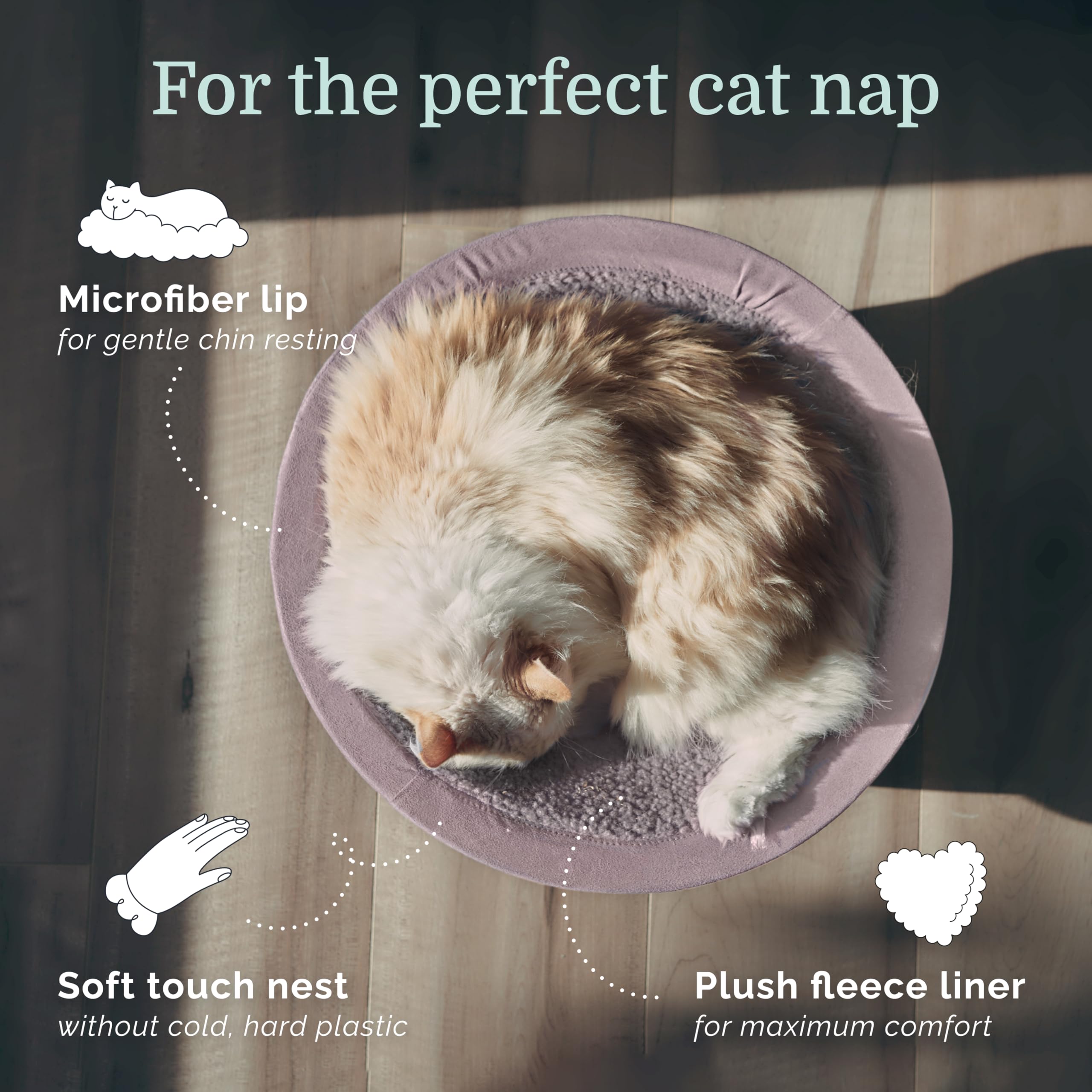Hepper Cat Nest - Washable Round Cat Bed with Fleece Liner - Small Indoor Cat Bed - Grey/Pink