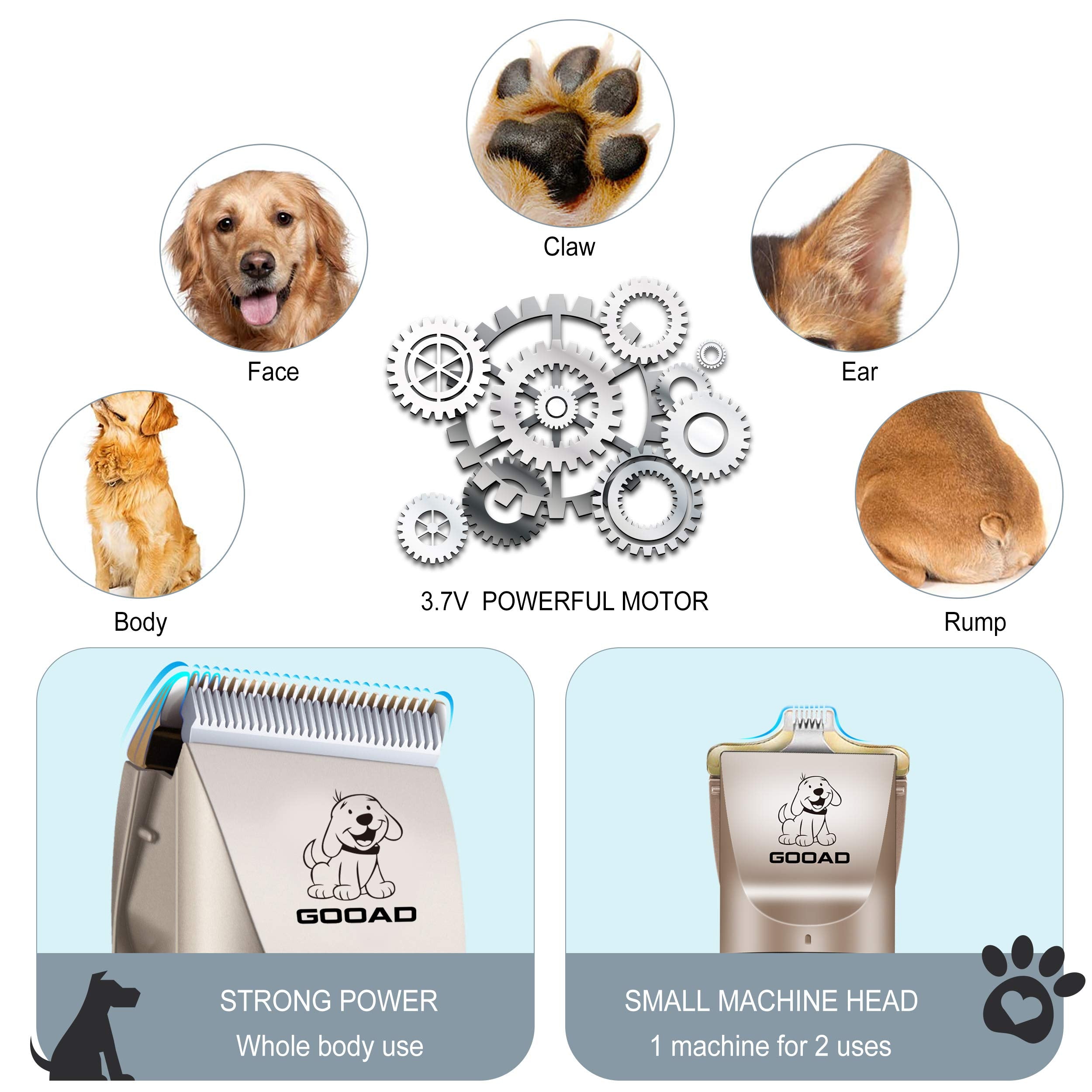Gooad Dog Clippers,Professional Dog Grooming Kit, Cordless Dog Grooming Clippers For Thick Coats, Dog Hair Trimmer, Low Noise Dog Shaver Clippers,Quiet Pet Hair Clippers For Dogs Cats