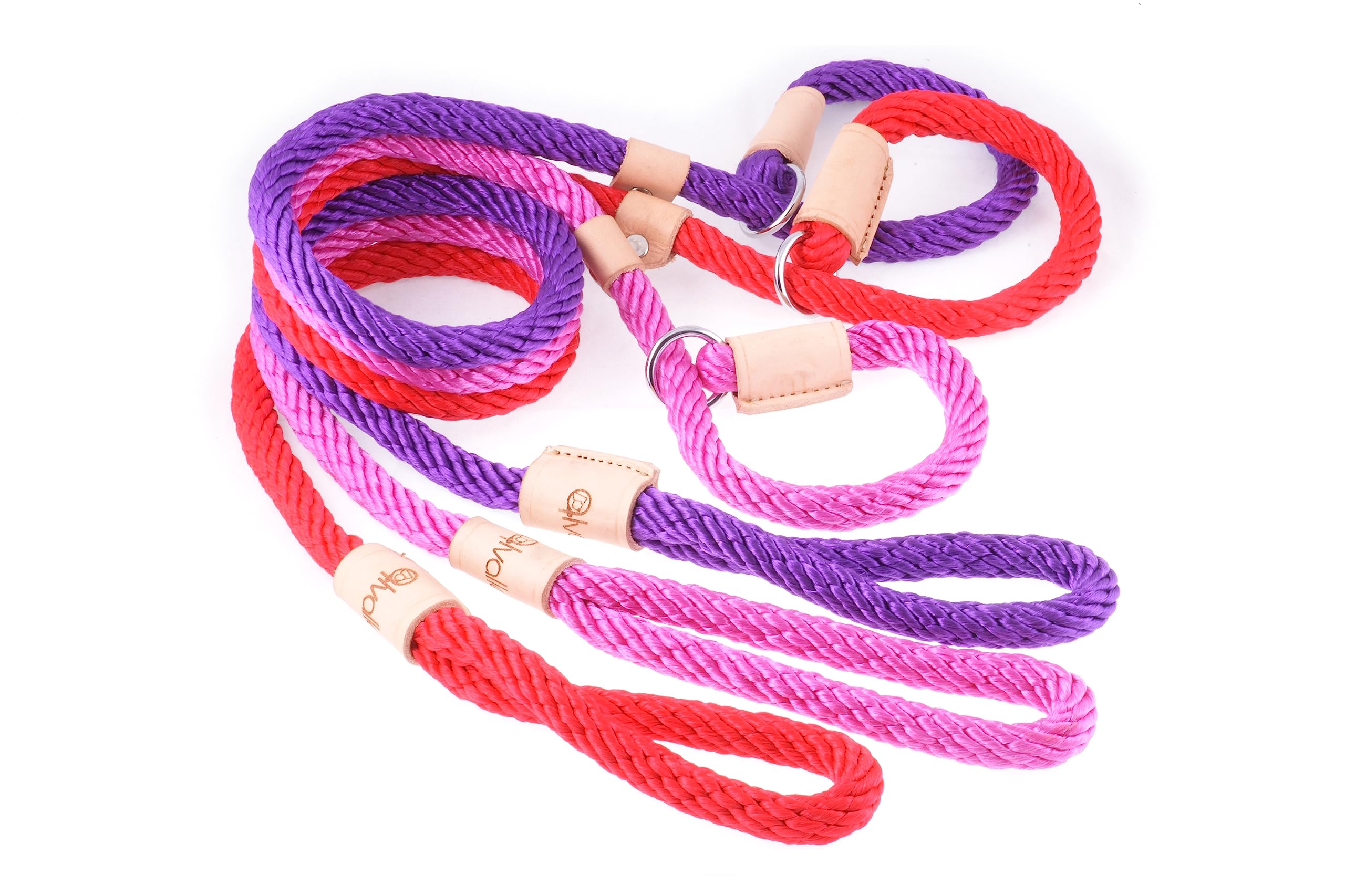 Alvalley Rope Dog Leashes With Stopper - Pet Slip Leads For Dogs - Soft Braided No-Pull Gentle Leash - Adjustable For Small, Medium, Large And Extra Large Dogs (Black, 4Ft Long, 13Mm Thick)