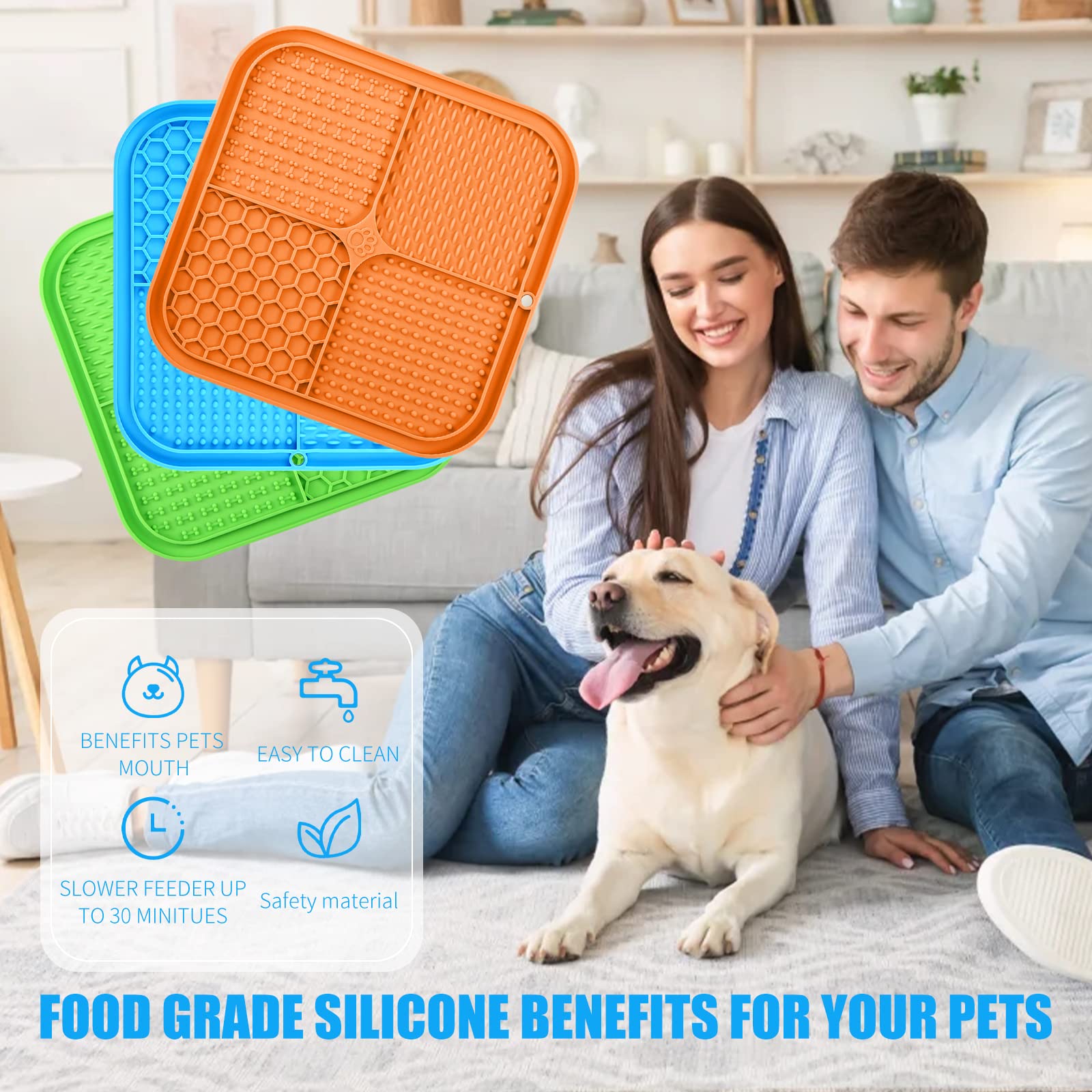 Licking Mat Slow Feeder for Dogs, Premium Lick Pad with Suction Cups for Dog Anxiety Relief, Slow Feeder Dog Bowls, Bathing, Gro