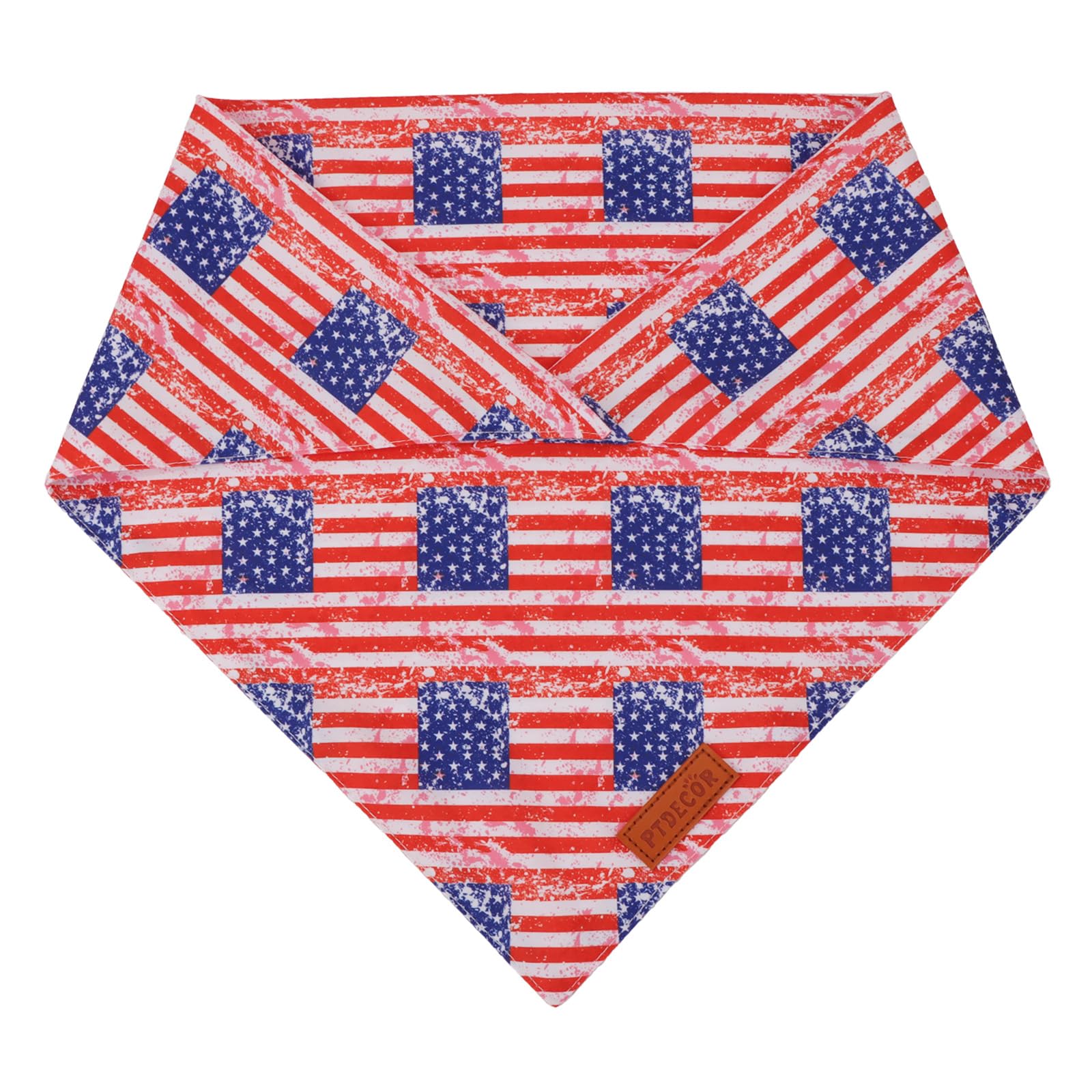 Ptdecor American Flag Dog Bandana Striped Stars Patterns, 4Th Of July Pet Scarf Reversible Triangle Patriotic Bandanas For Large