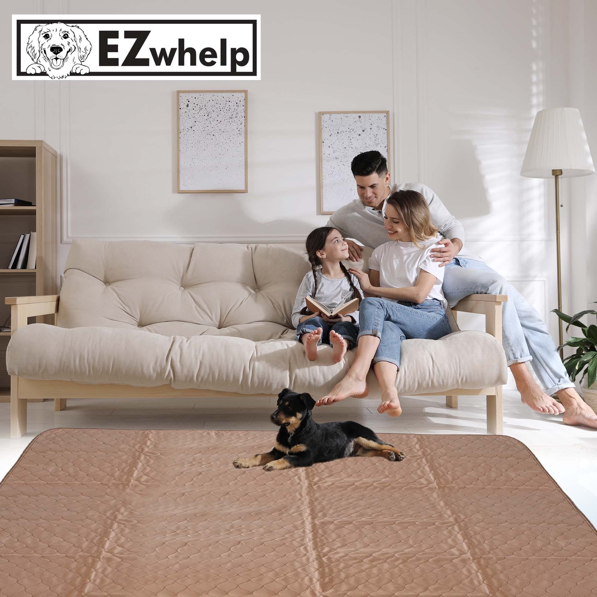 EZwhelp Reusable Dog Pee Pads - Waterproof Training Pads for Dogs - Washable & Sanitary - Rounded Corners - Laminated, Lightweig
