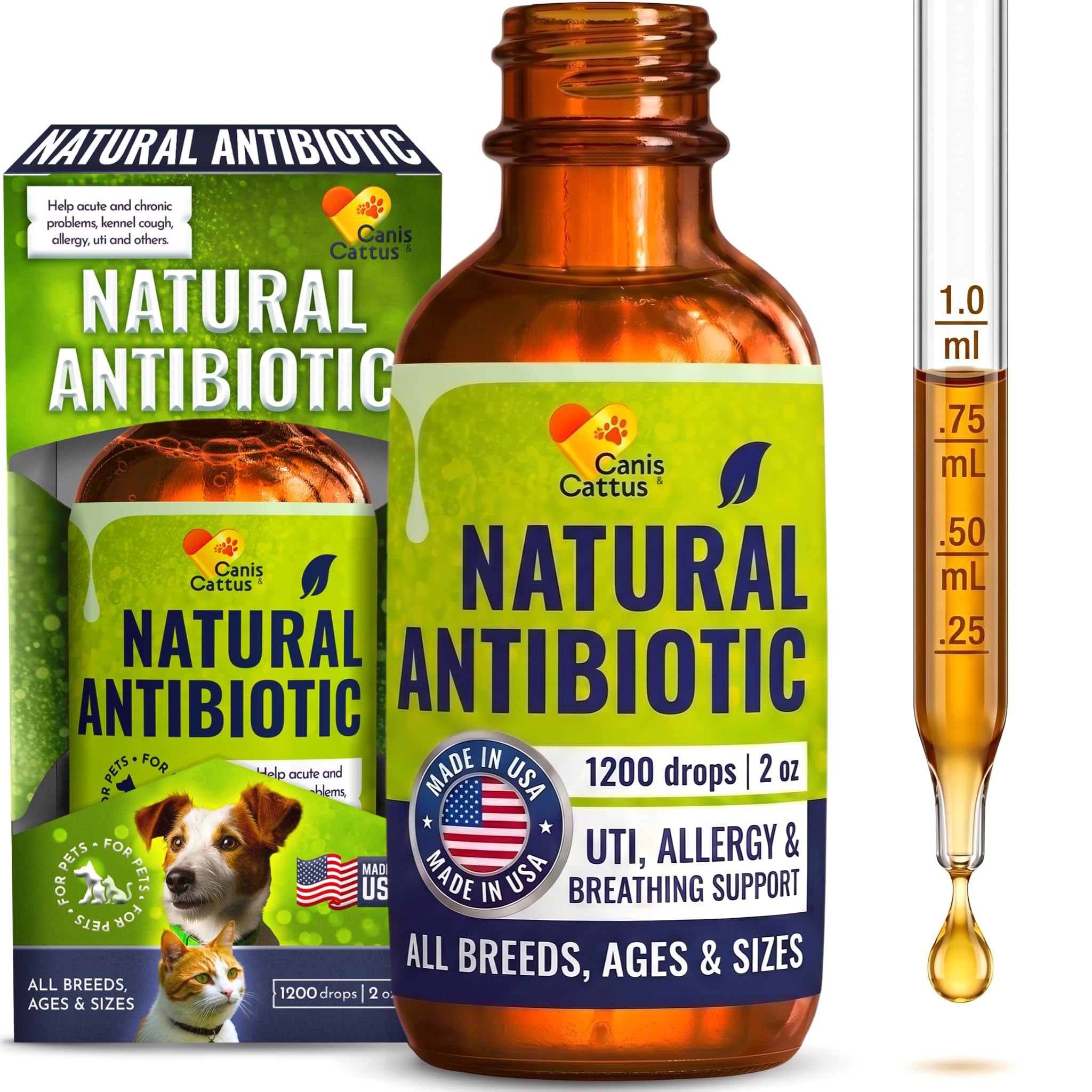 Dog Antibiotics in Drops Work as Cat UTI Treatment, Support Pets with Allergies - Natural Antibiotics for Dogs Care for Digestio