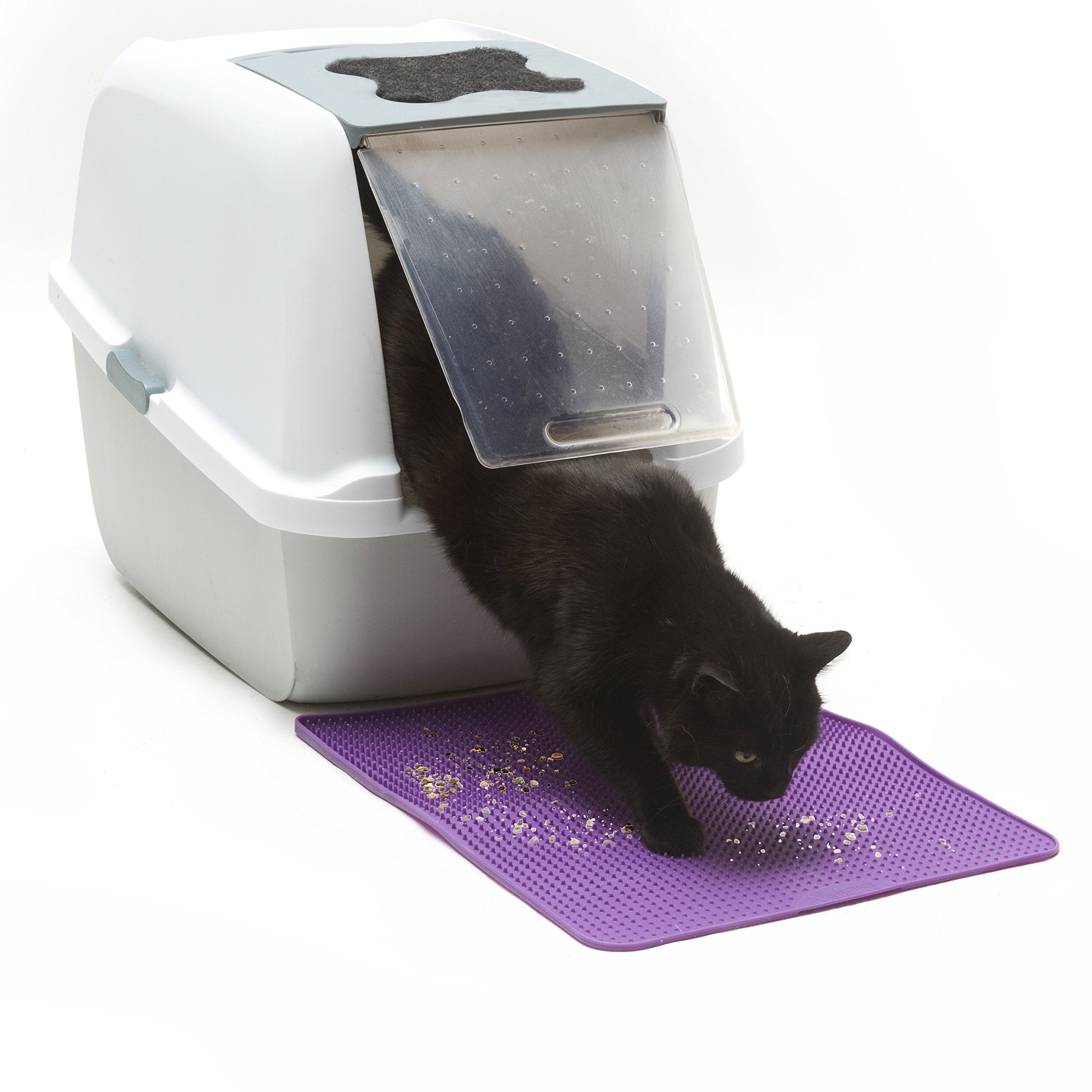 Messy Cats Silicone Litter Mat with Soft Graduated Spikes, 18 x 14, Purple