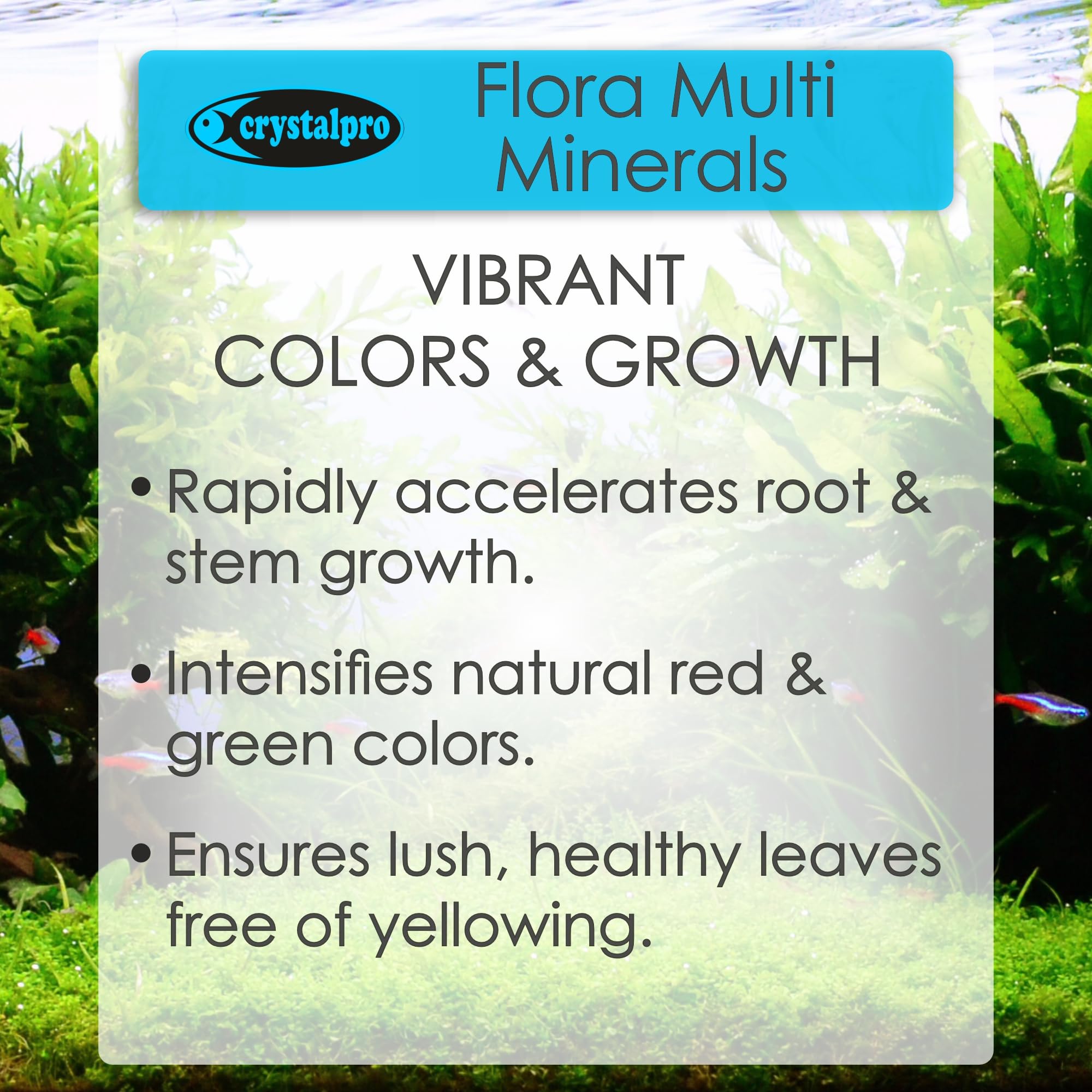 CrystalPro Flora Multi Minerals Aquarium Fertilizer - All-in-One Plant Food for Healthy Growth - 16.9 Fl Oz