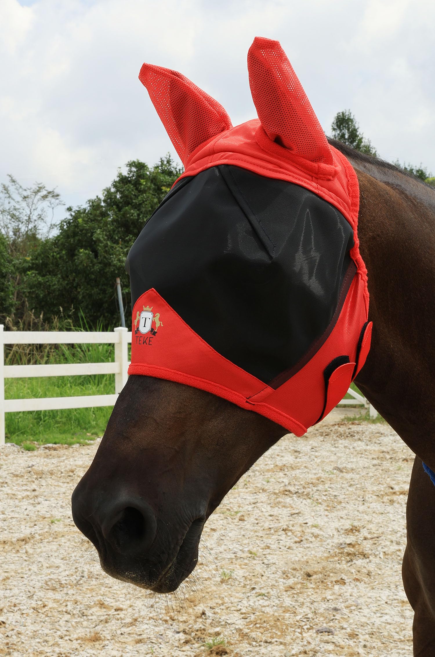 T TEKE Fine Mesh Horse Fly Mask w/Ears, UV Blocking, Full Size, Lavender, Nylon