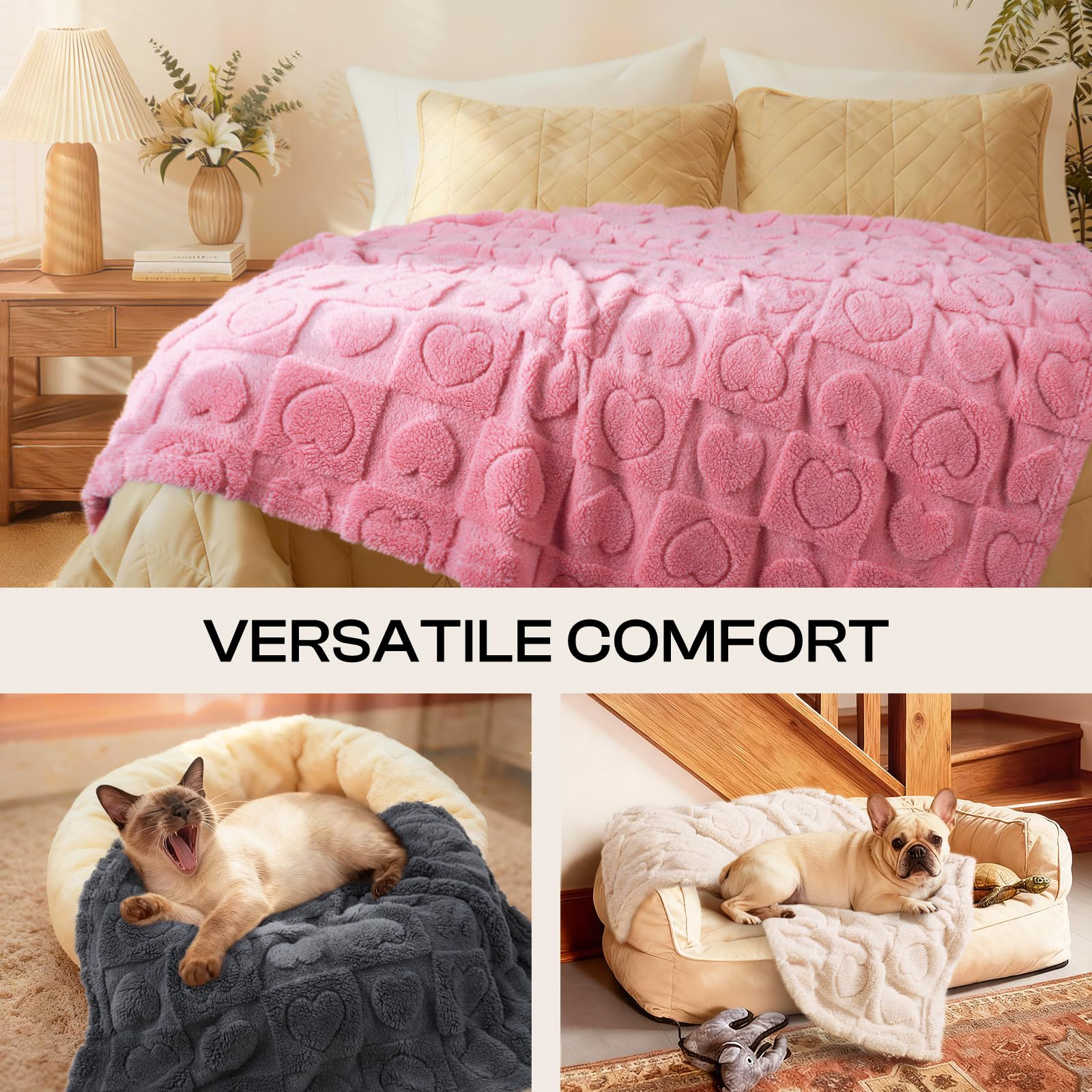 Luciphia 1 Pack 2 Small Dog Blanket Washable Pet Bed Cover Soft Fluffy Puppy Blanket with Premium Fleece 300GSM Cozy Calming Cat
